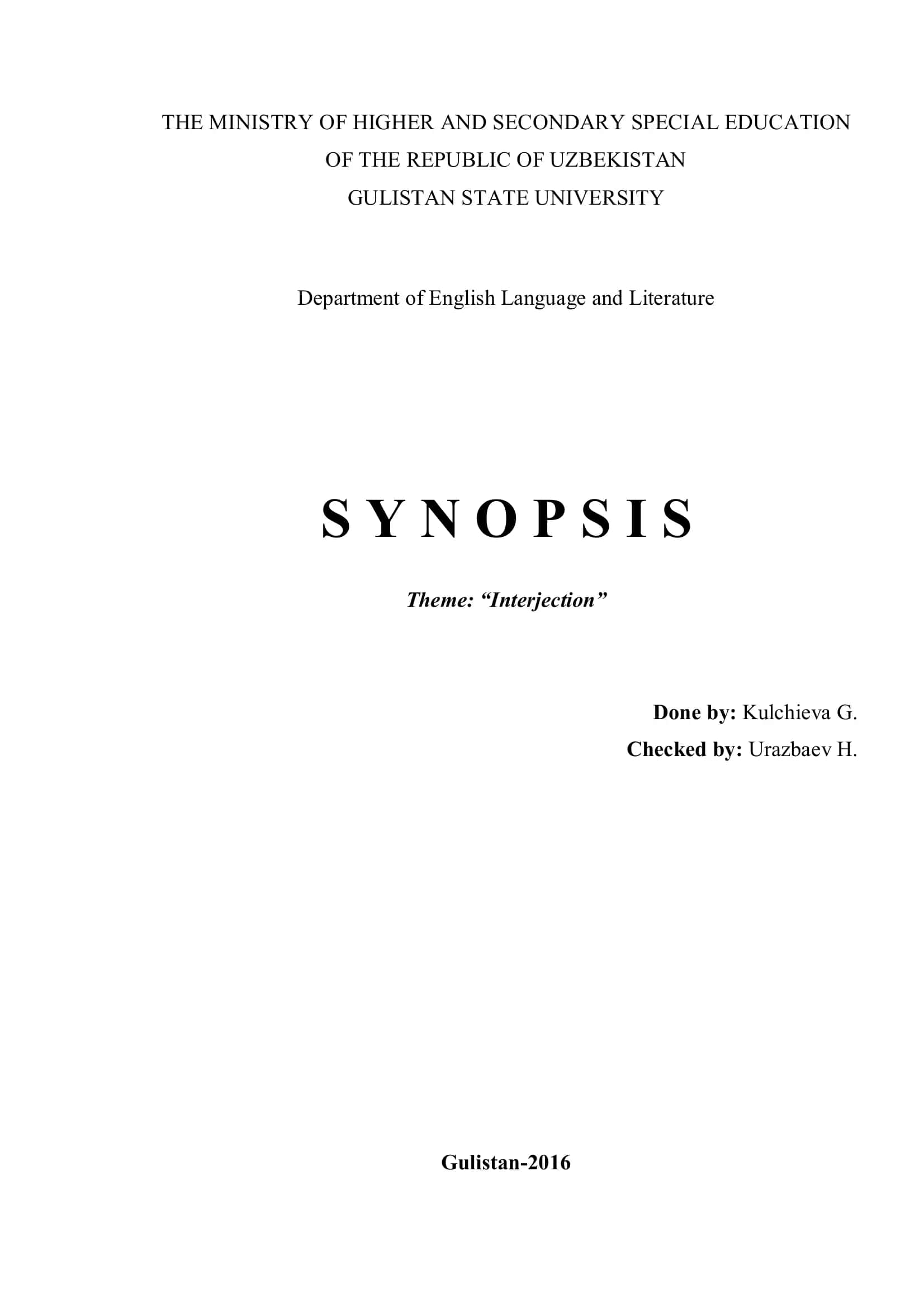 Interjection Course Paper 1