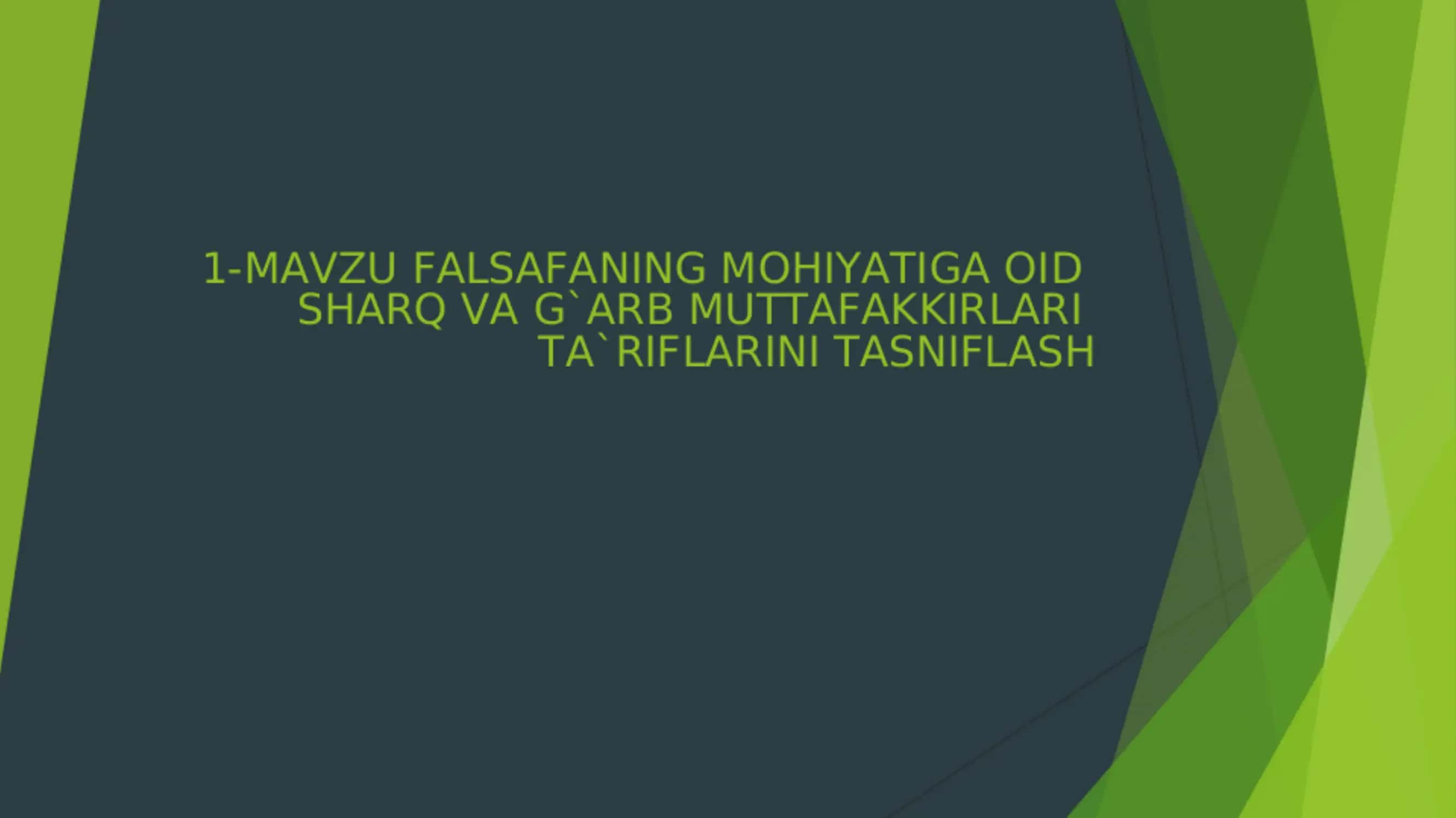 Falsafadan mustaqil ish uchun taqdimot 1