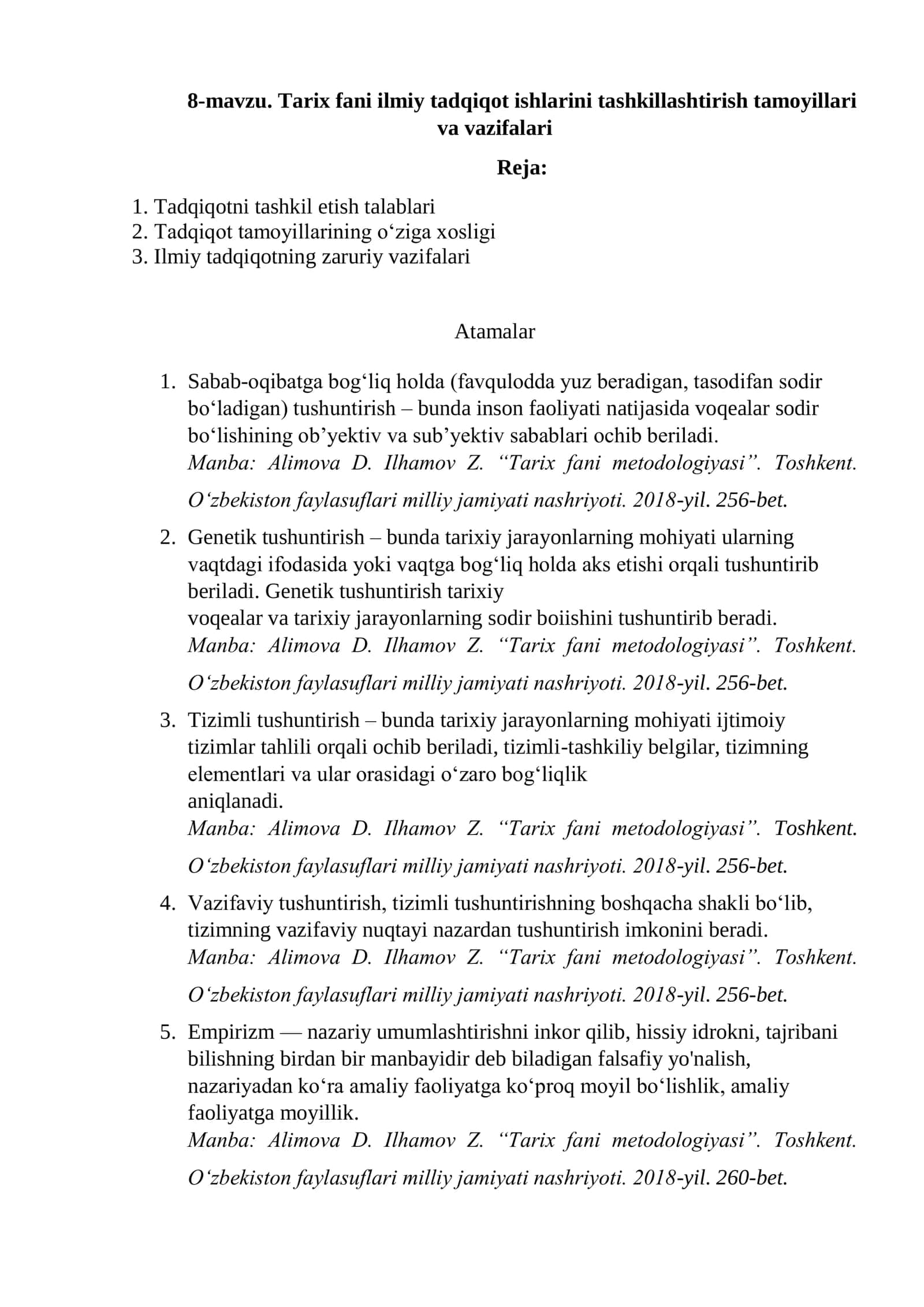 8-mavzu. Tarix fani ilmiy tadqiqot ishlarini tashkillashtirish tamoyillari va vazifalari 1