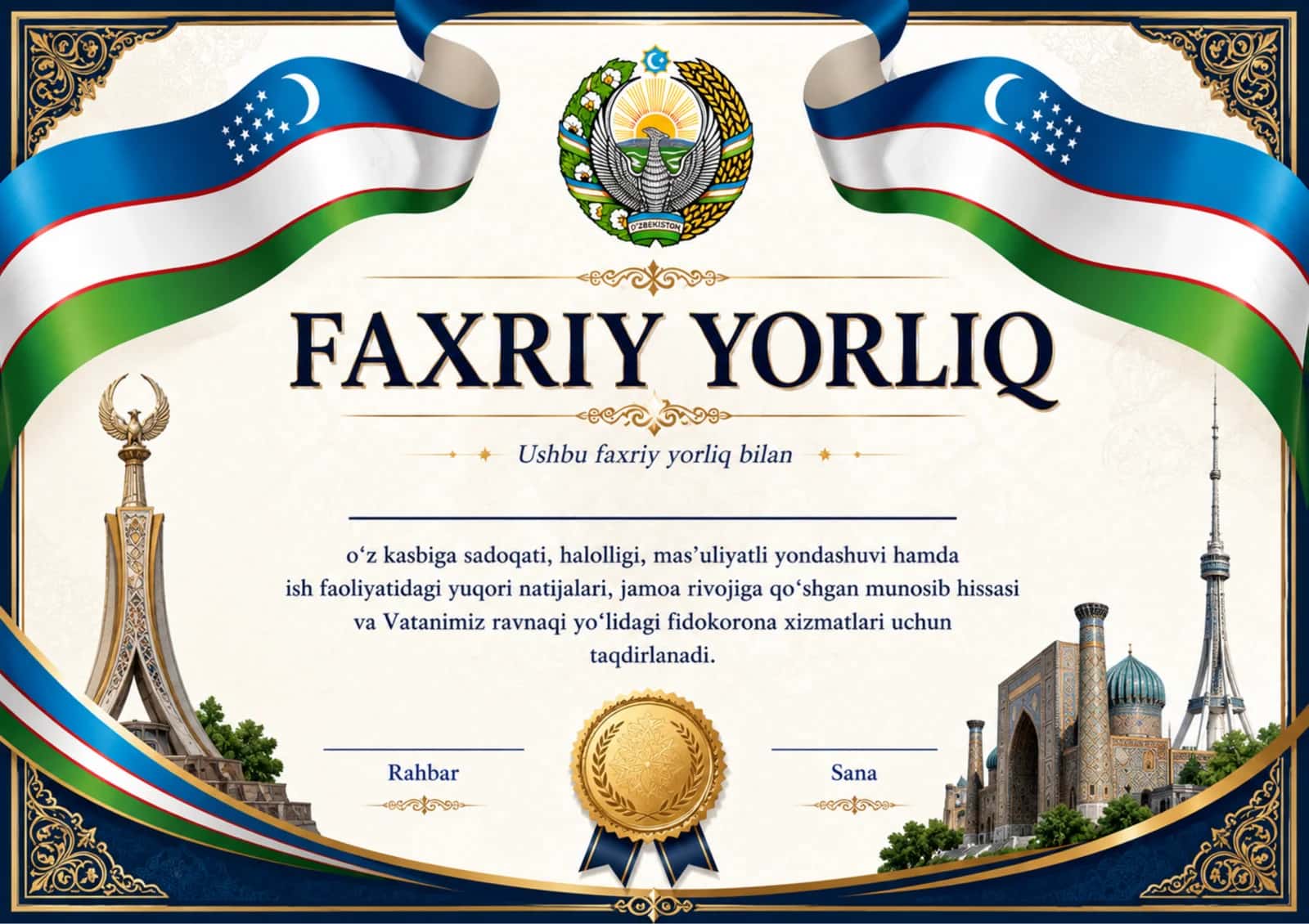 Faxriy yorliq 3 ta shablon 1