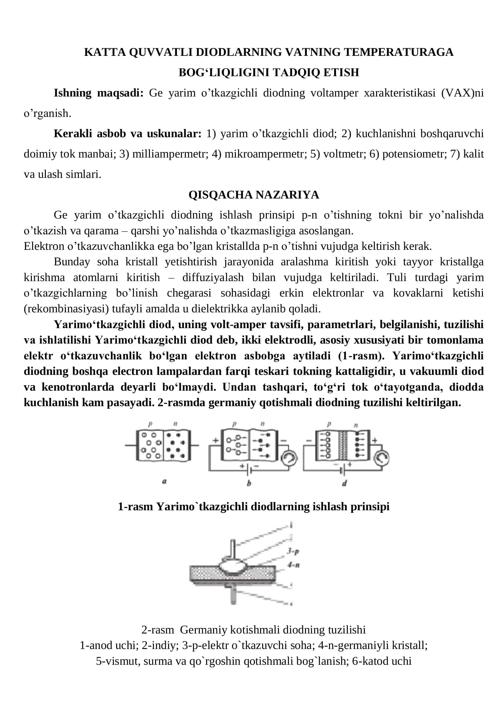 Yarim o‘tkazgichli diod 1