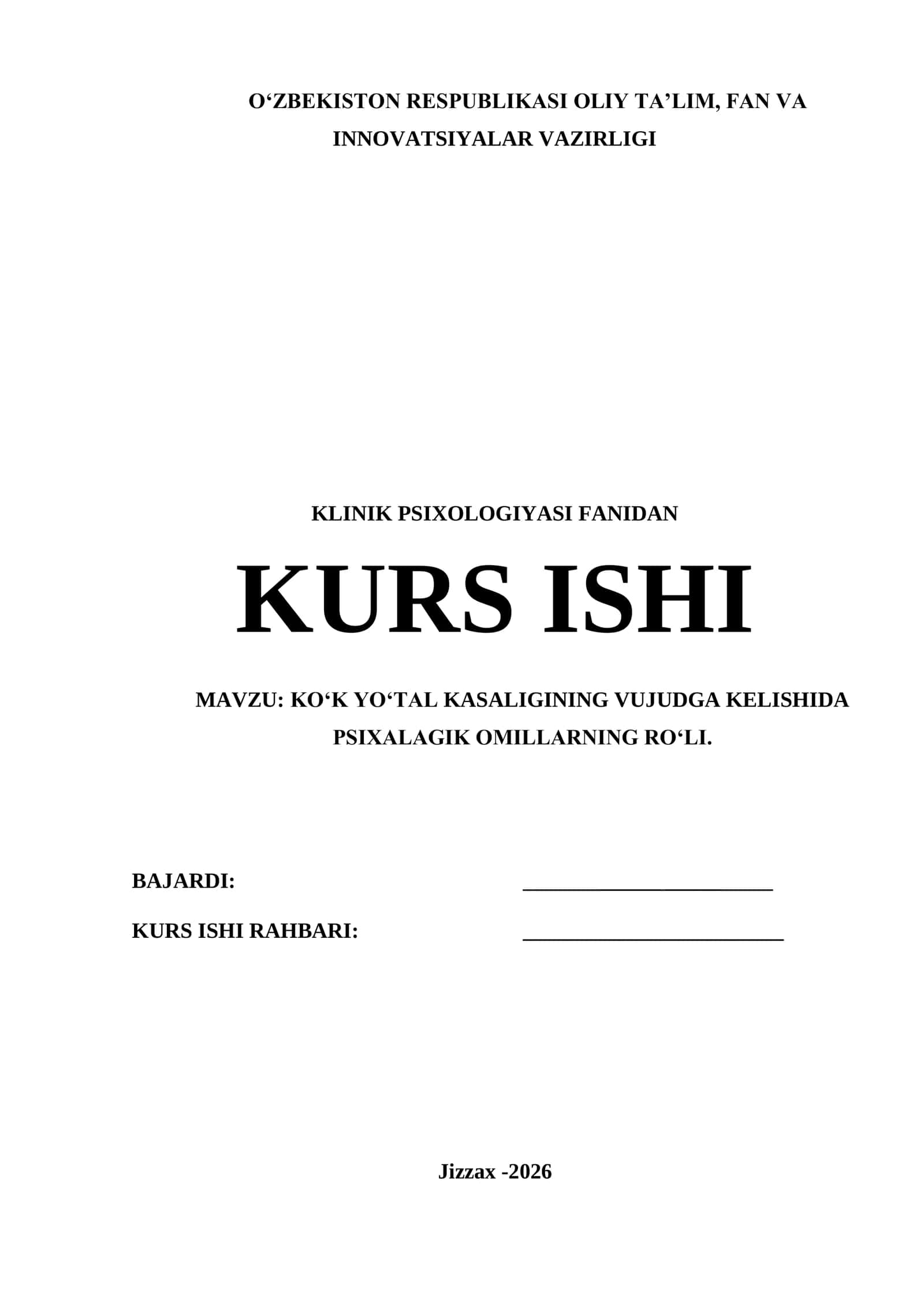 KLINIK PSIXOLOGIYASI FANIDAN KURS ISHI 1