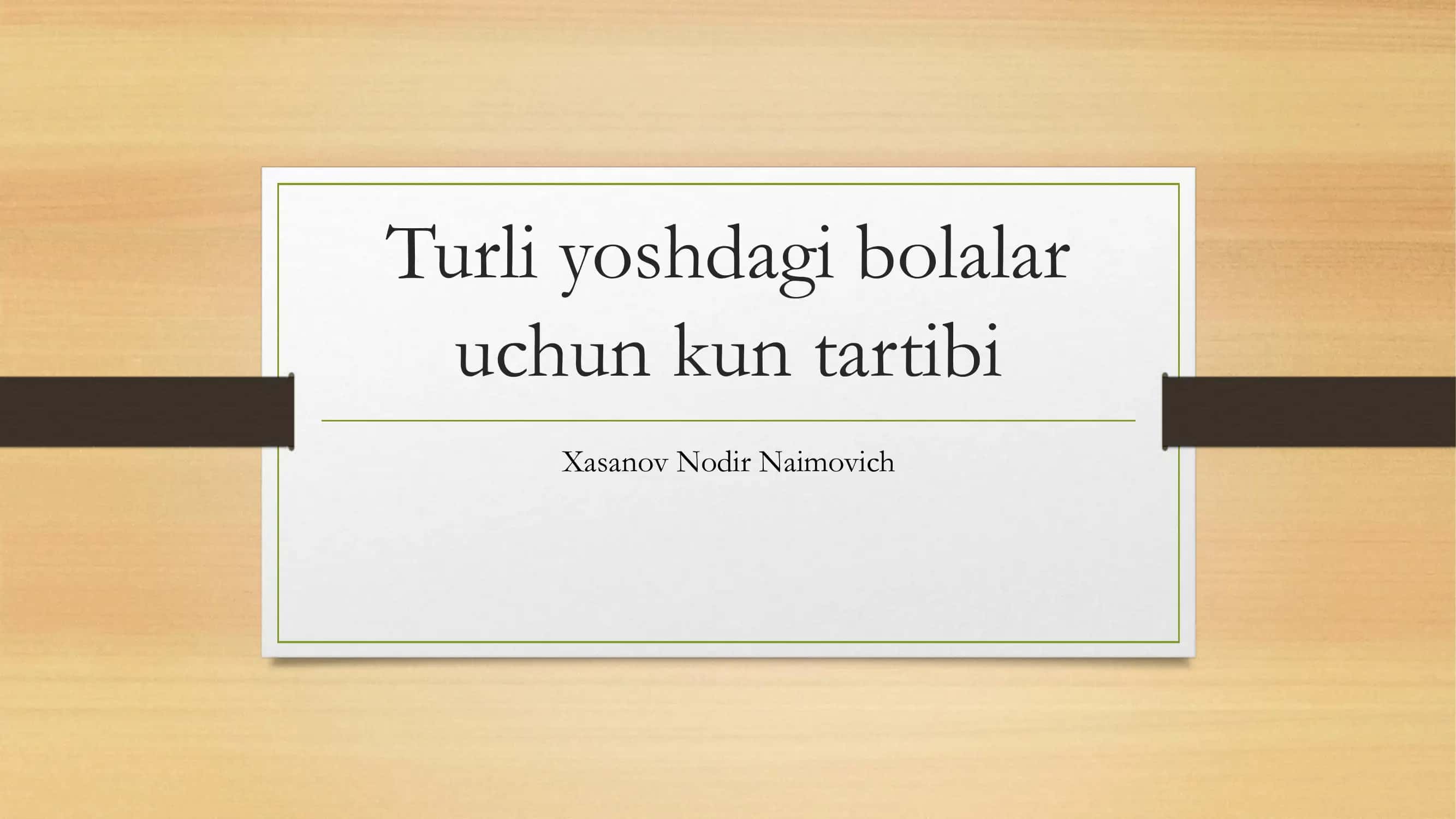 Kun tartibi bolalar uchun 1