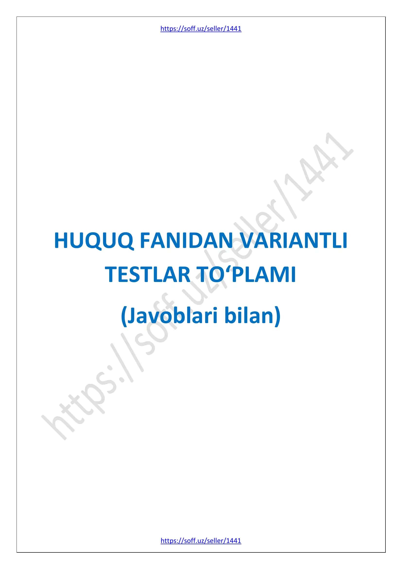 Huquq fanidan testlar to'plami 1