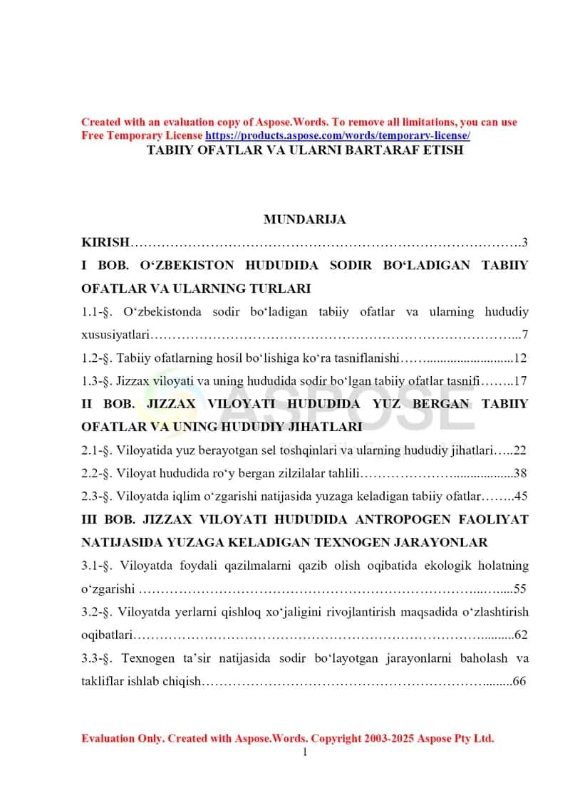 Tabiiy ofatlar va ularni bartaraf etish 1