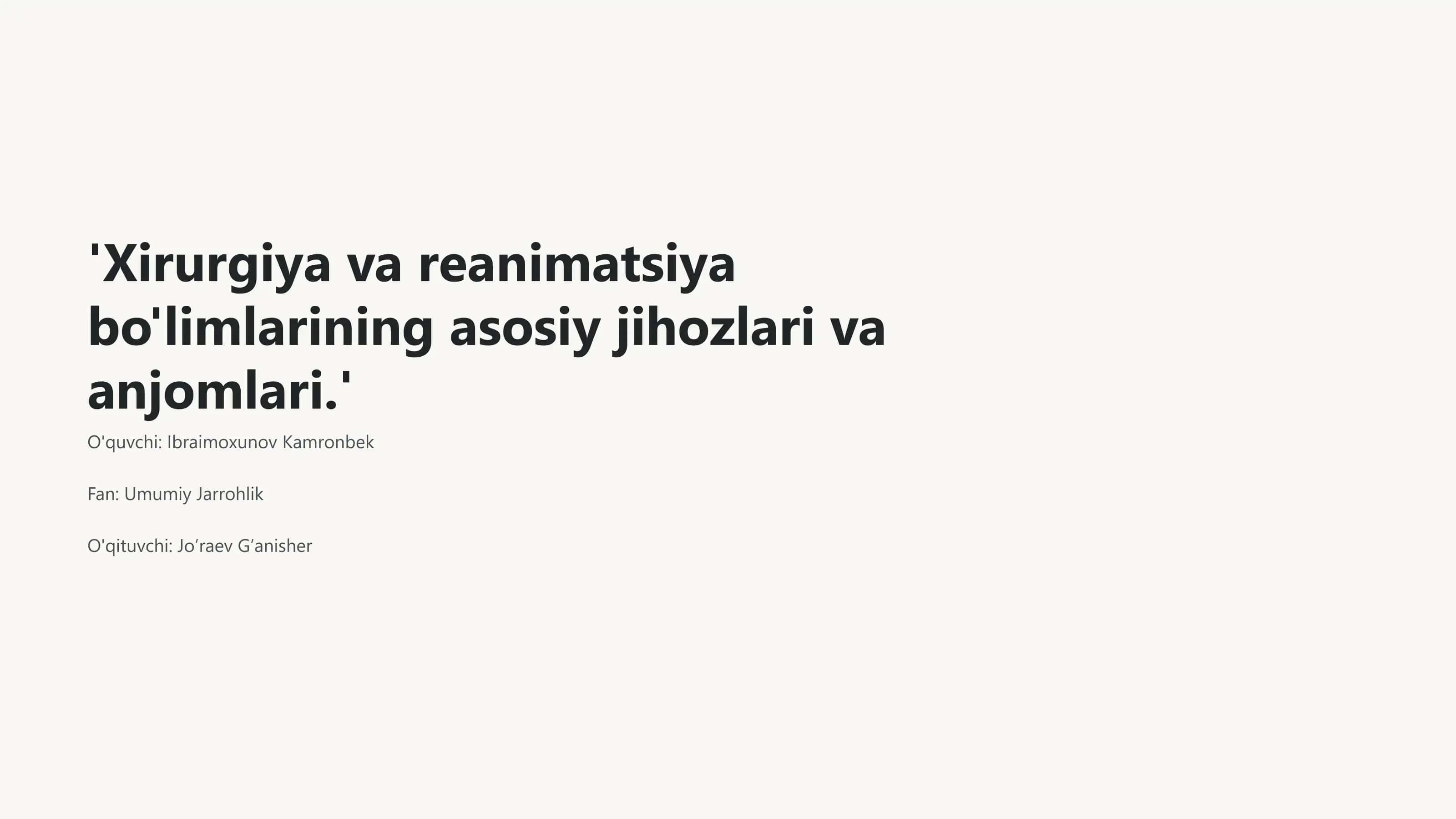 Xirurgiya va reanimatsiya 1