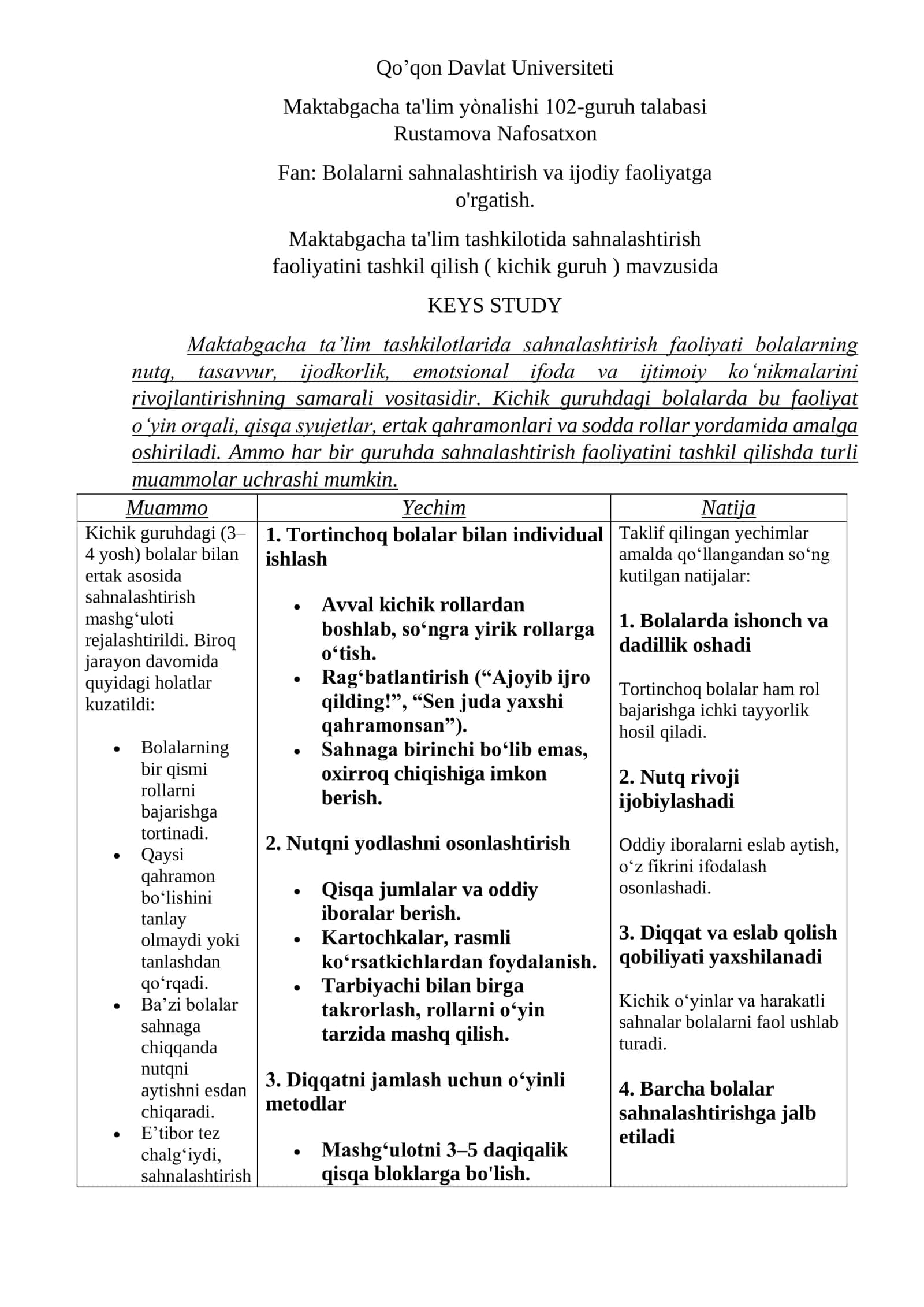 Maktabgacha ta'lim tashkilotlarida sahnalashtirish faoliyati 1