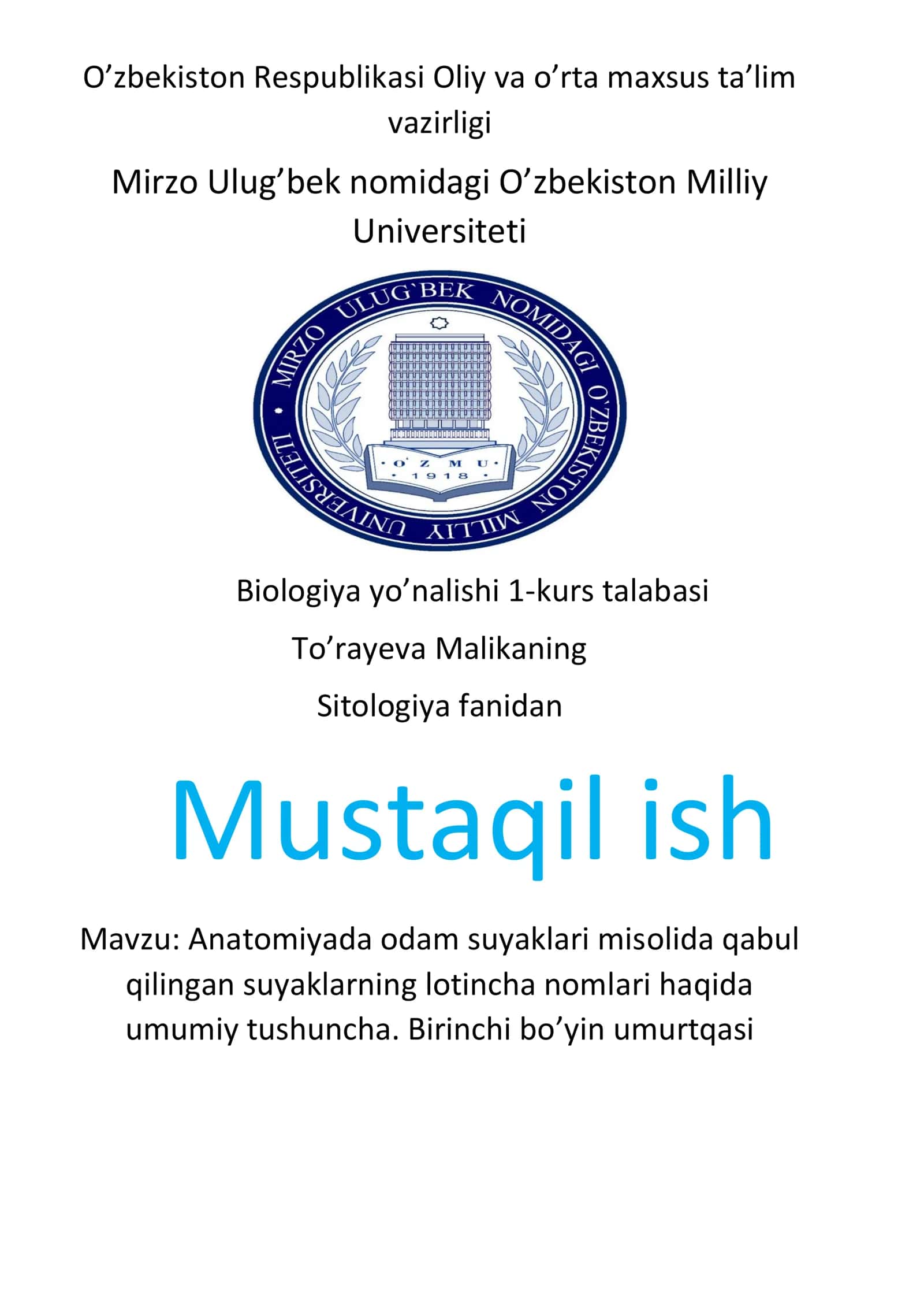 Anatomiyada odam suyaklari misolida qabul qilingan suyaklarning lotincha nomlari haqida umumiy tushuncha 1