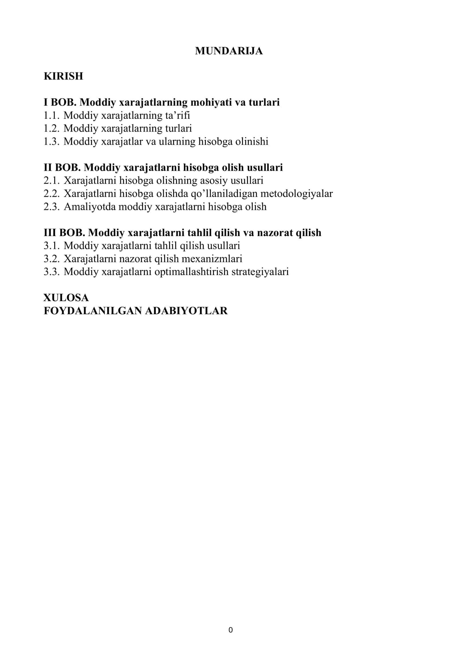 Moddiy xarajatlarni hisobga olish va tahlil qilish 1
