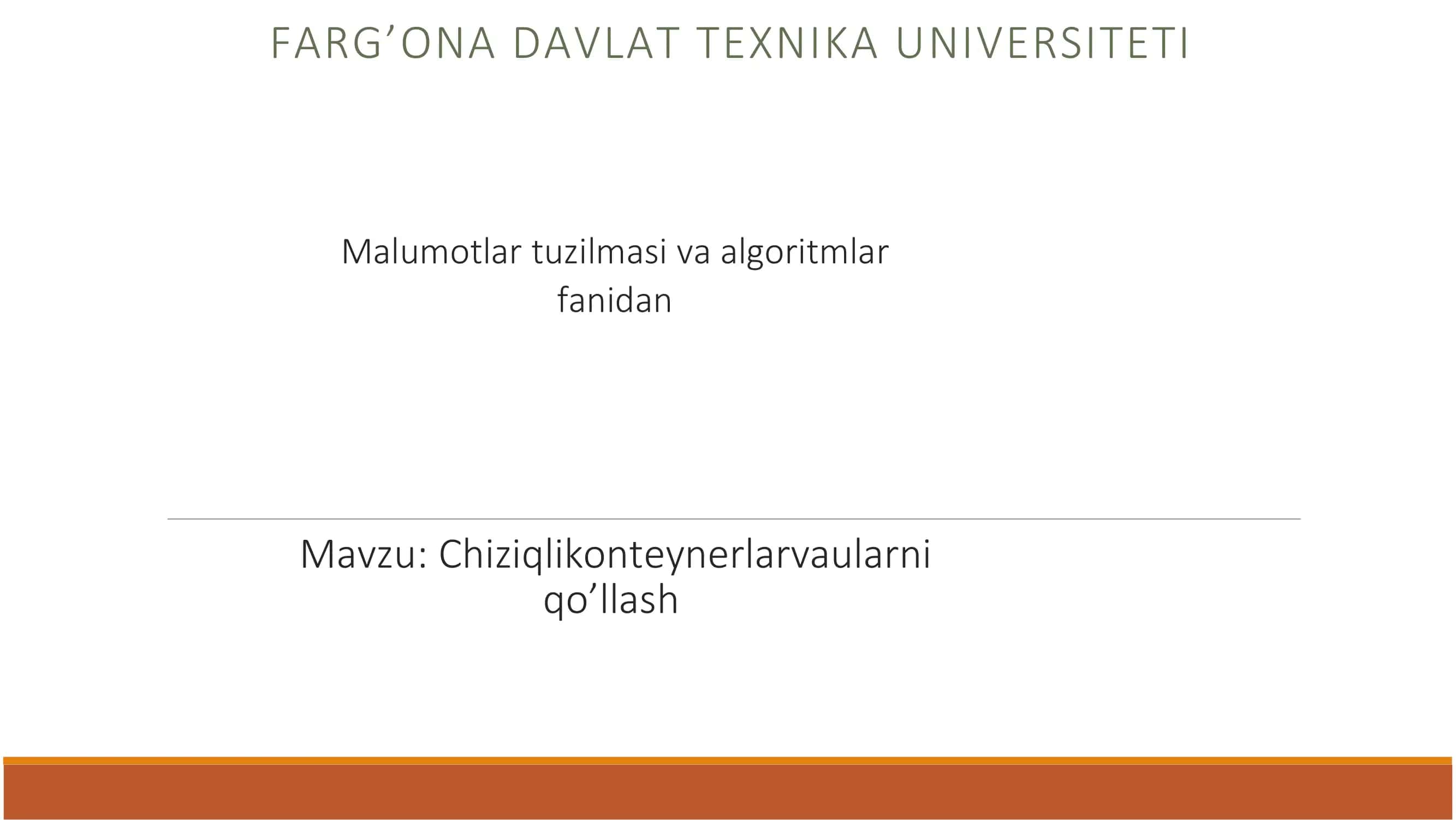 Malumotlar tuzilmasi va algoritmlar 1