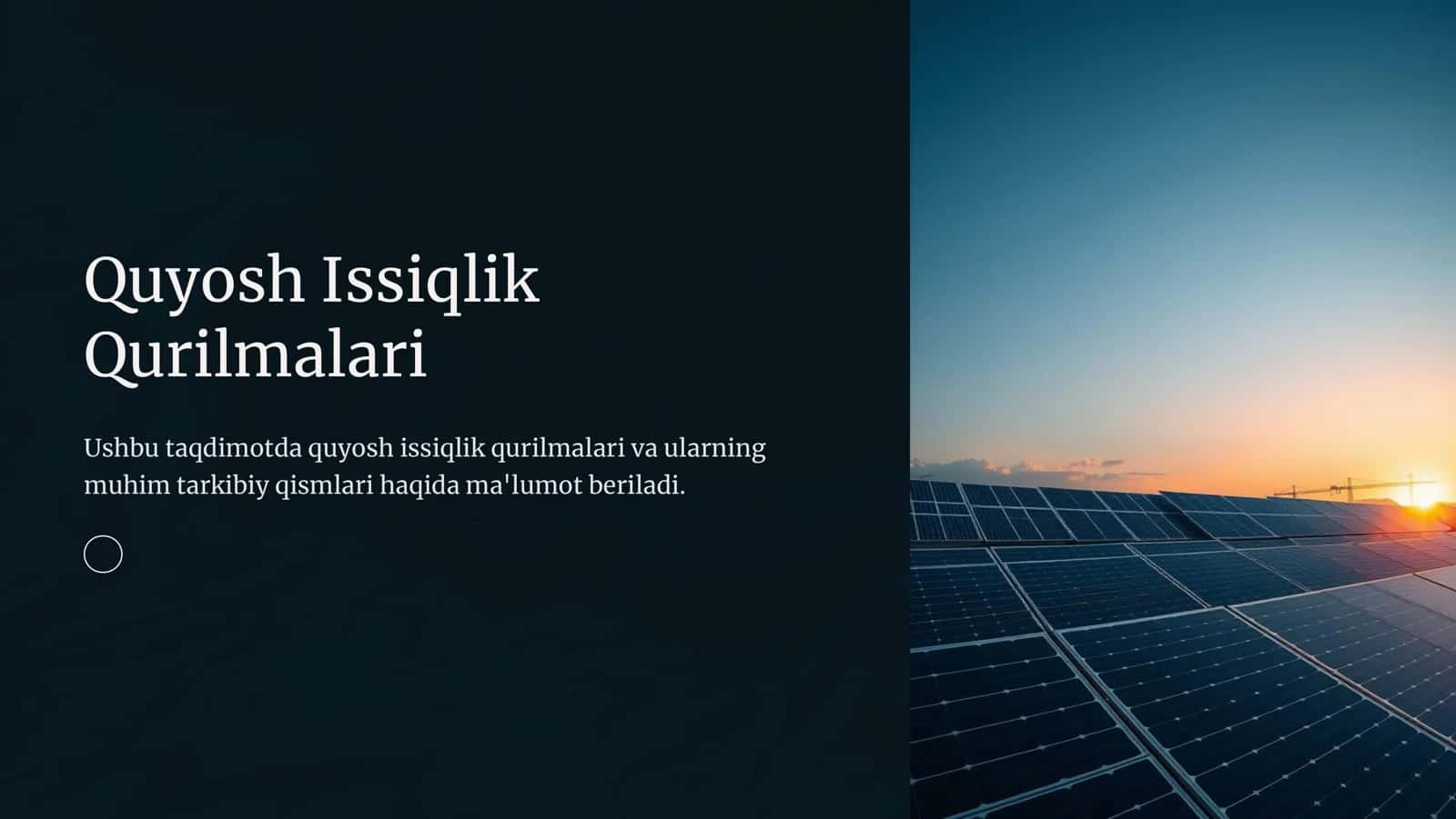 Quyosh Issiqlik Qurilmalari 1