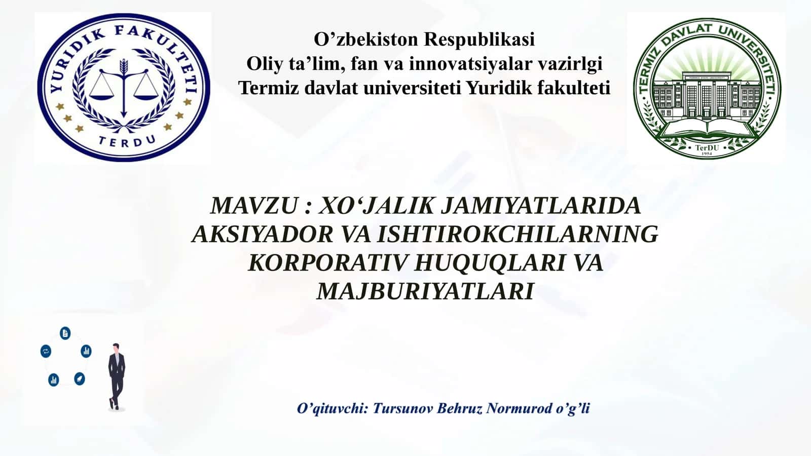 XO‘JALIK JAMIYATLARIDA AKSIYADOR VA ISHTIROKCHILARNING KORPORATIV HUQUQLARI VA MAJBURIYATLARI 1