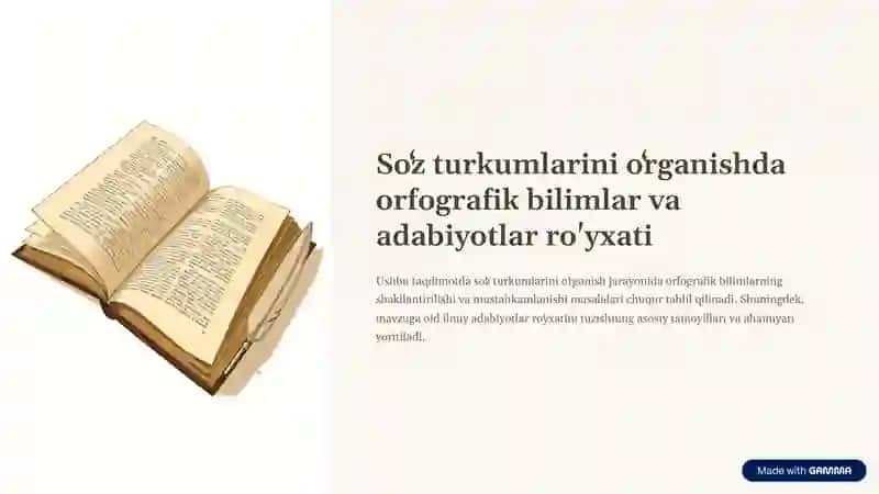 So'z turkumlarini o'rganishda orfografik bilimlar va adabiyotlar ro'yxati