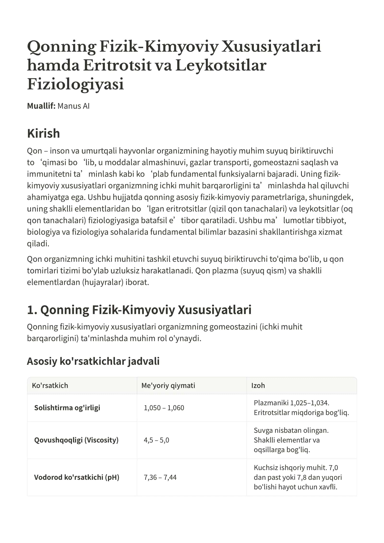 Qonning Fizik-Kimyoviy Xususiyatlari 1