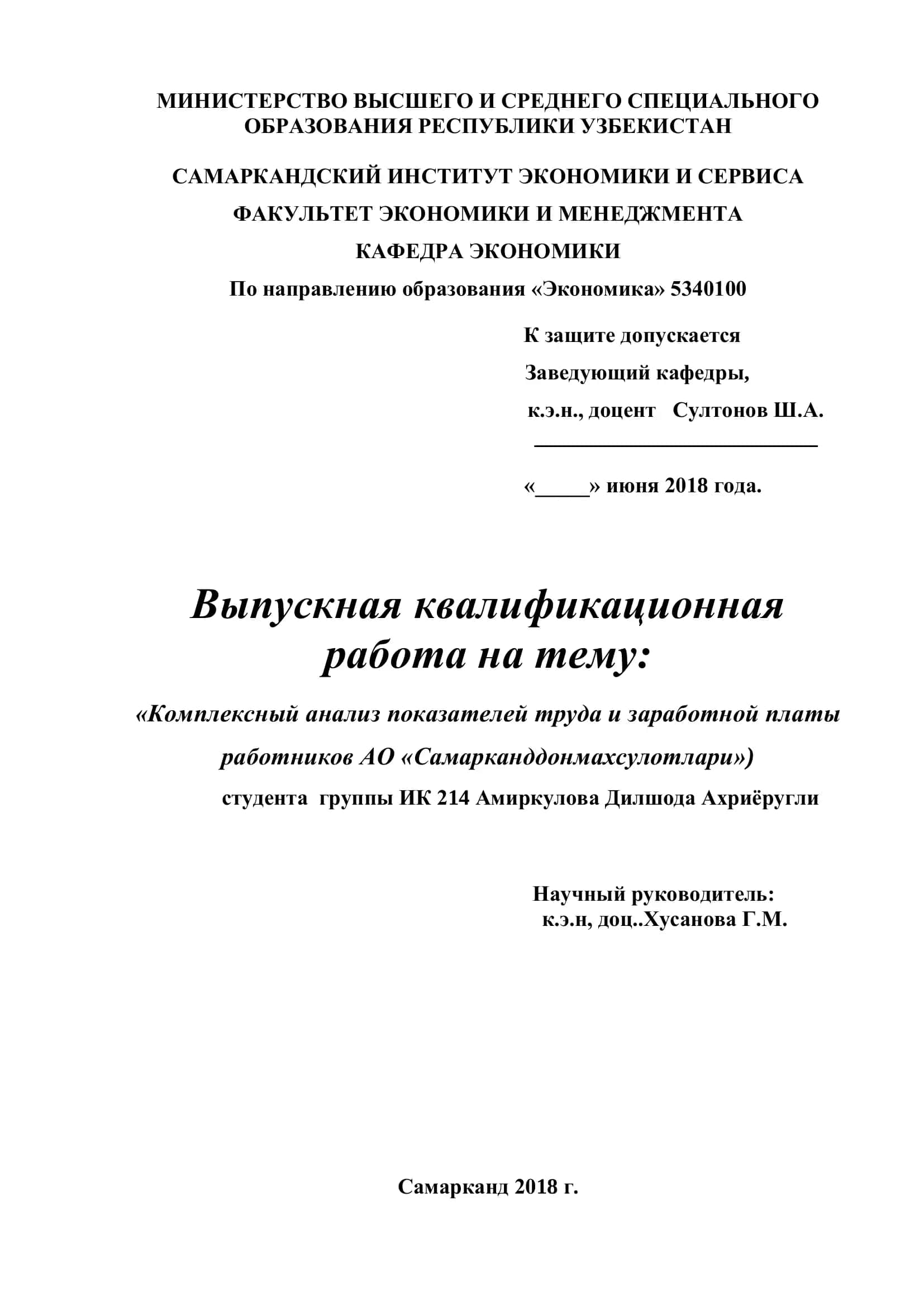 Выпускная квалификационная работа на тему 1