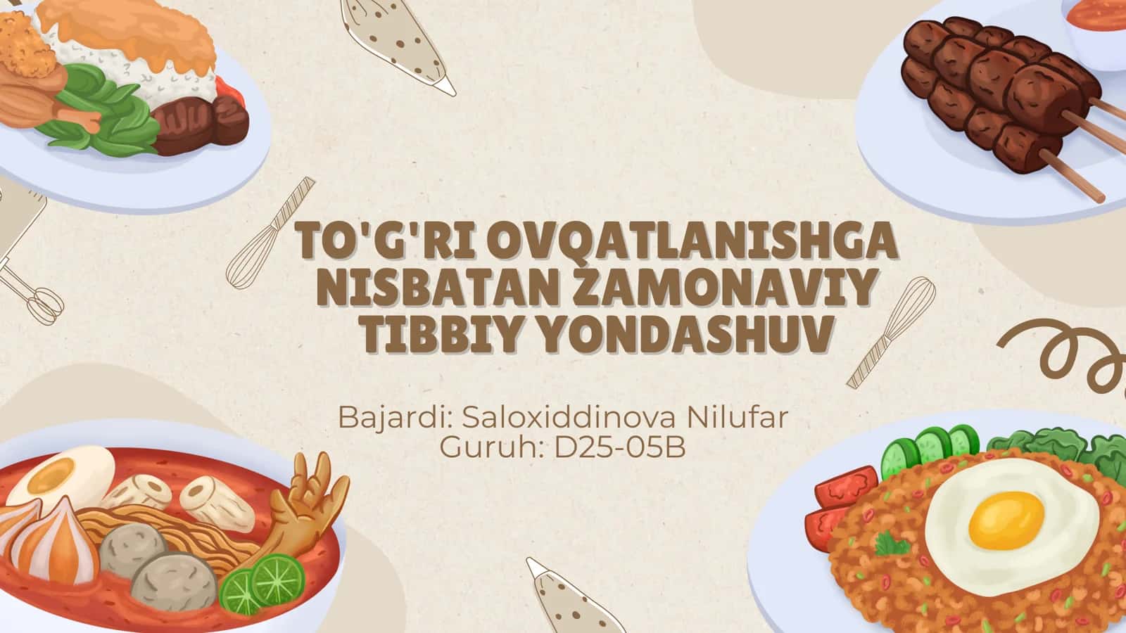 To'g'ri ovqatlanishga nisbatan zamonaviy tibbiy yondashuv 1