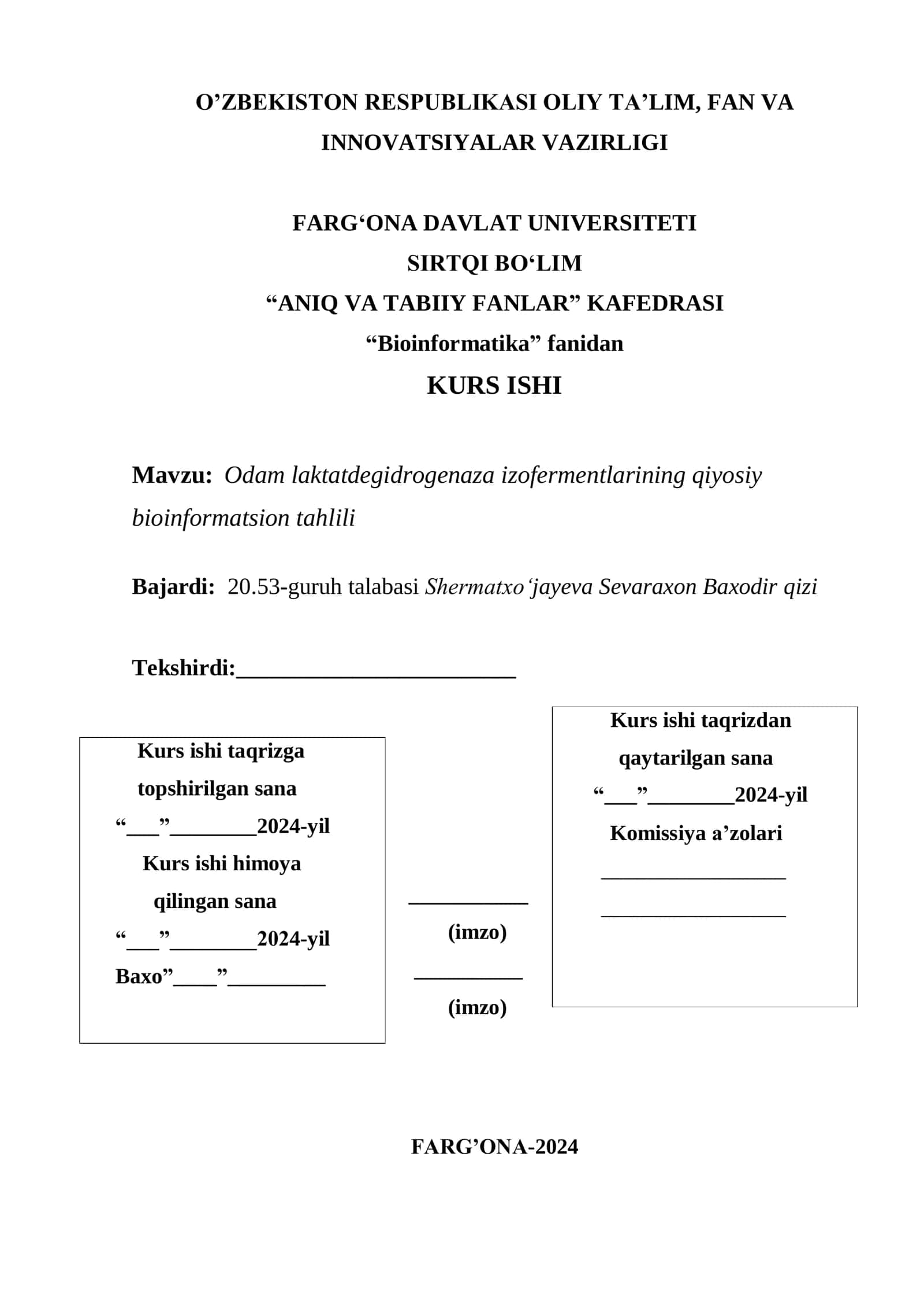Odam laktatdegidrogenaza izofermentlarining qiyosiy bioinformatsion tahlili 1