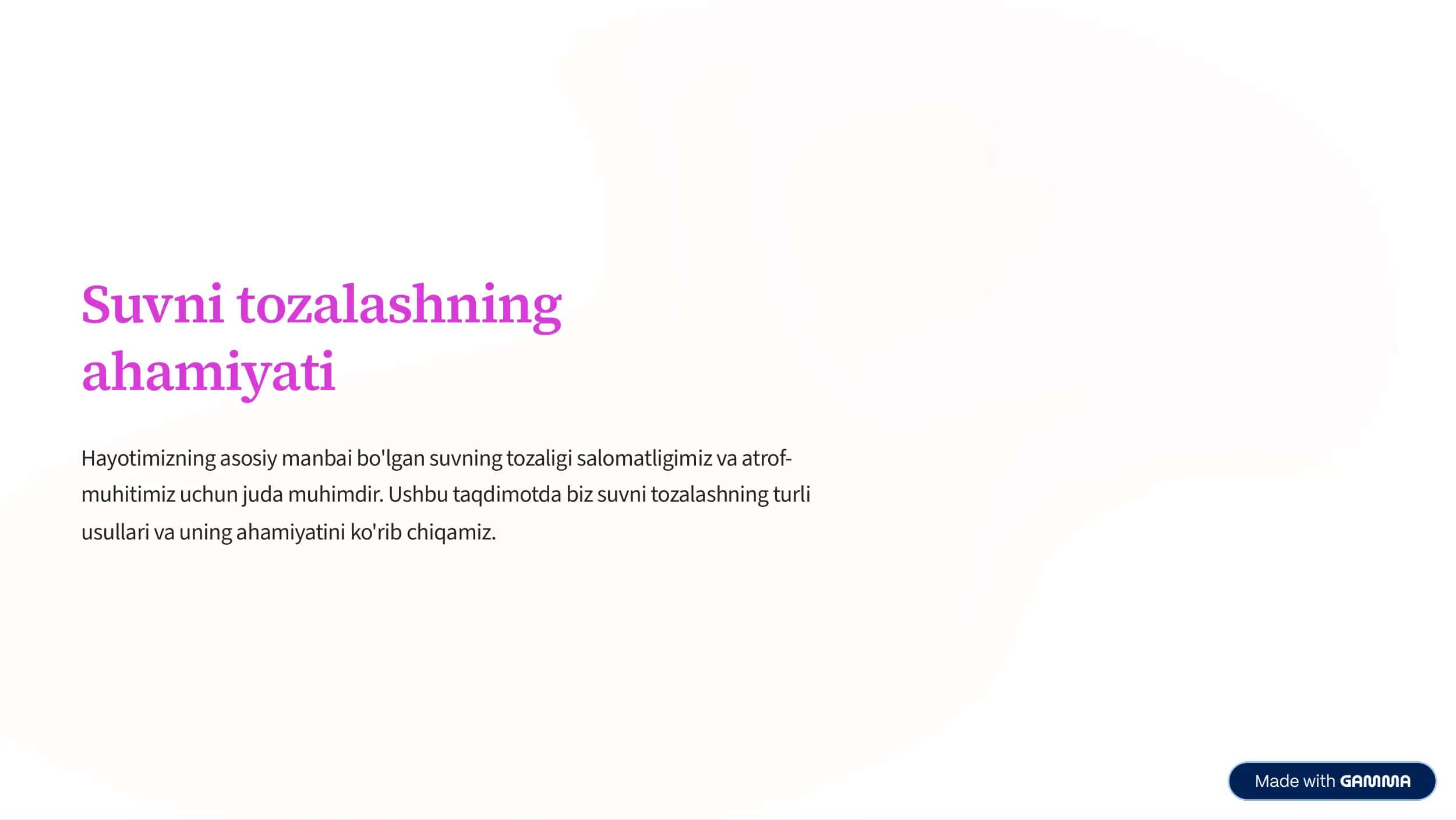 Suvni tozalashning ahamiyati 1