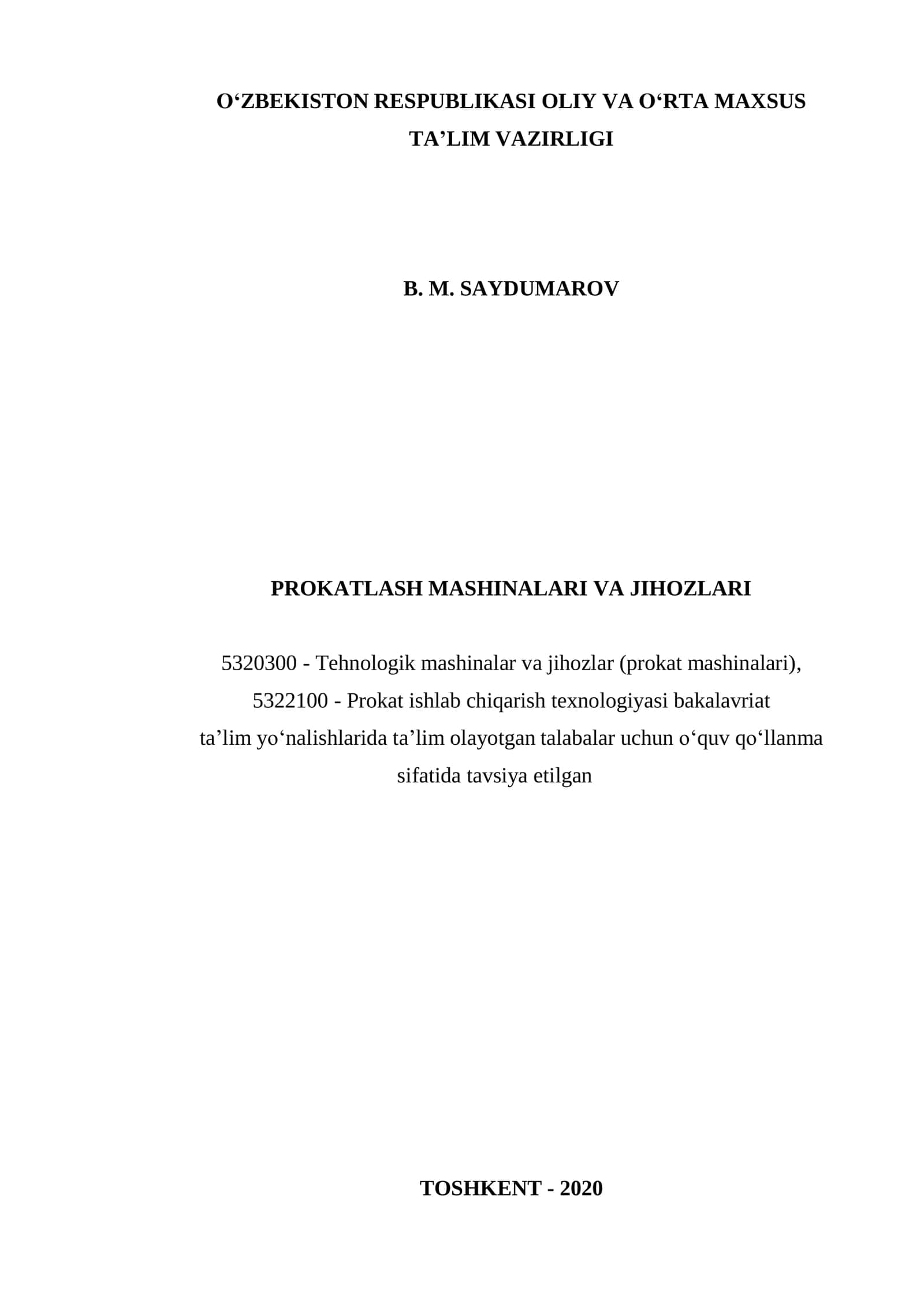 Prokatlash mashinalari va jihozlari 1