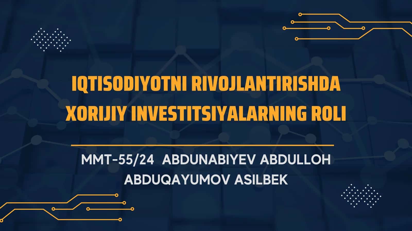 IQTISODIYOTNI RIVOJLANTIRISHDA XORIJIY INVESTITSIYALARNING ROLI 1