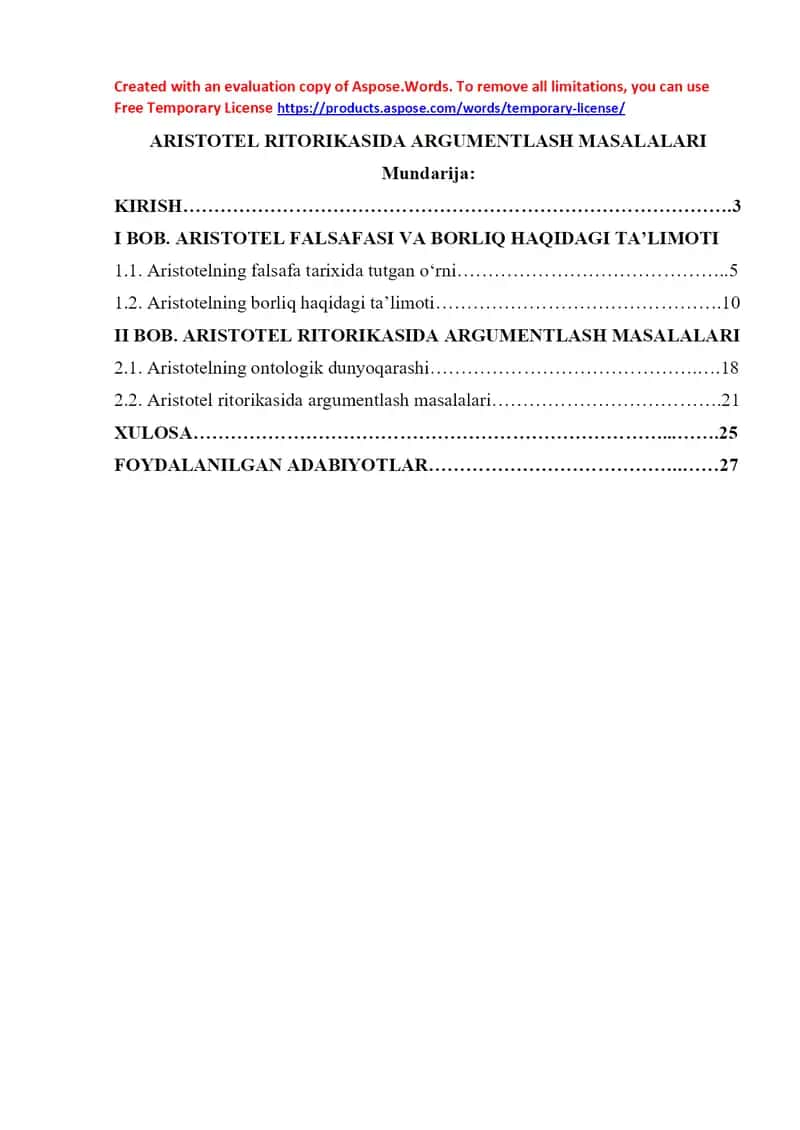 Aristotel ritorikasida argumentlash masalalari 1