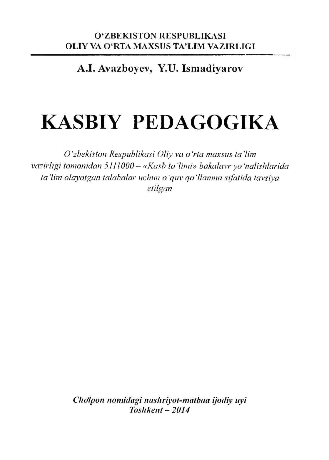 KASBIY PEDAGOGIKA 1