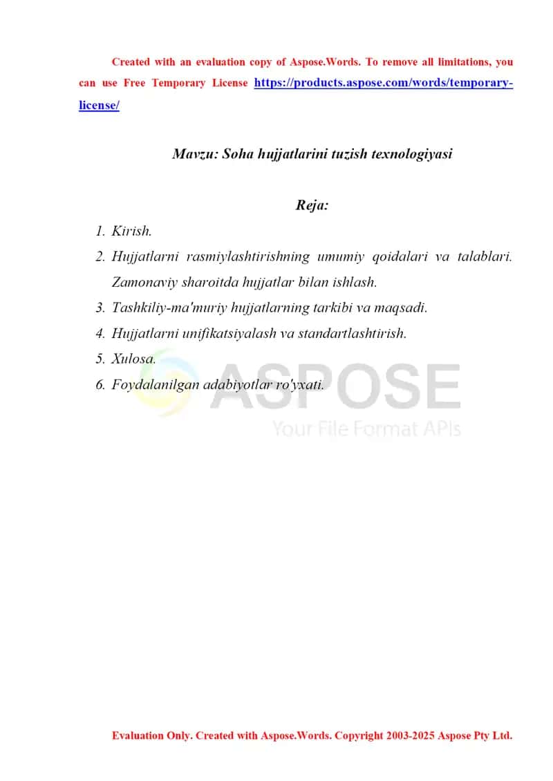 Soha hujjatlarini tuzish texnologiyasi 1