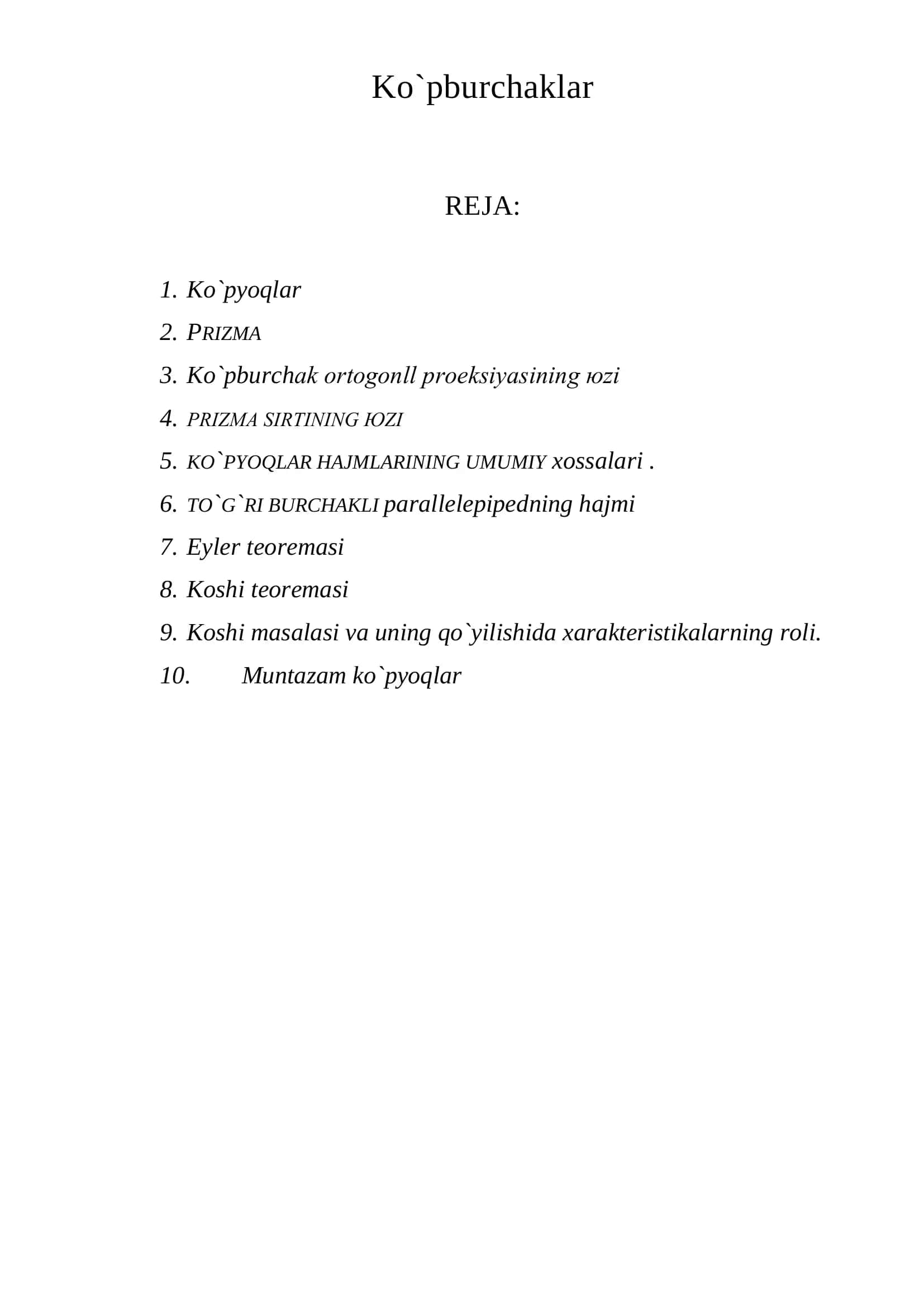 Ko`pburchaklar 1