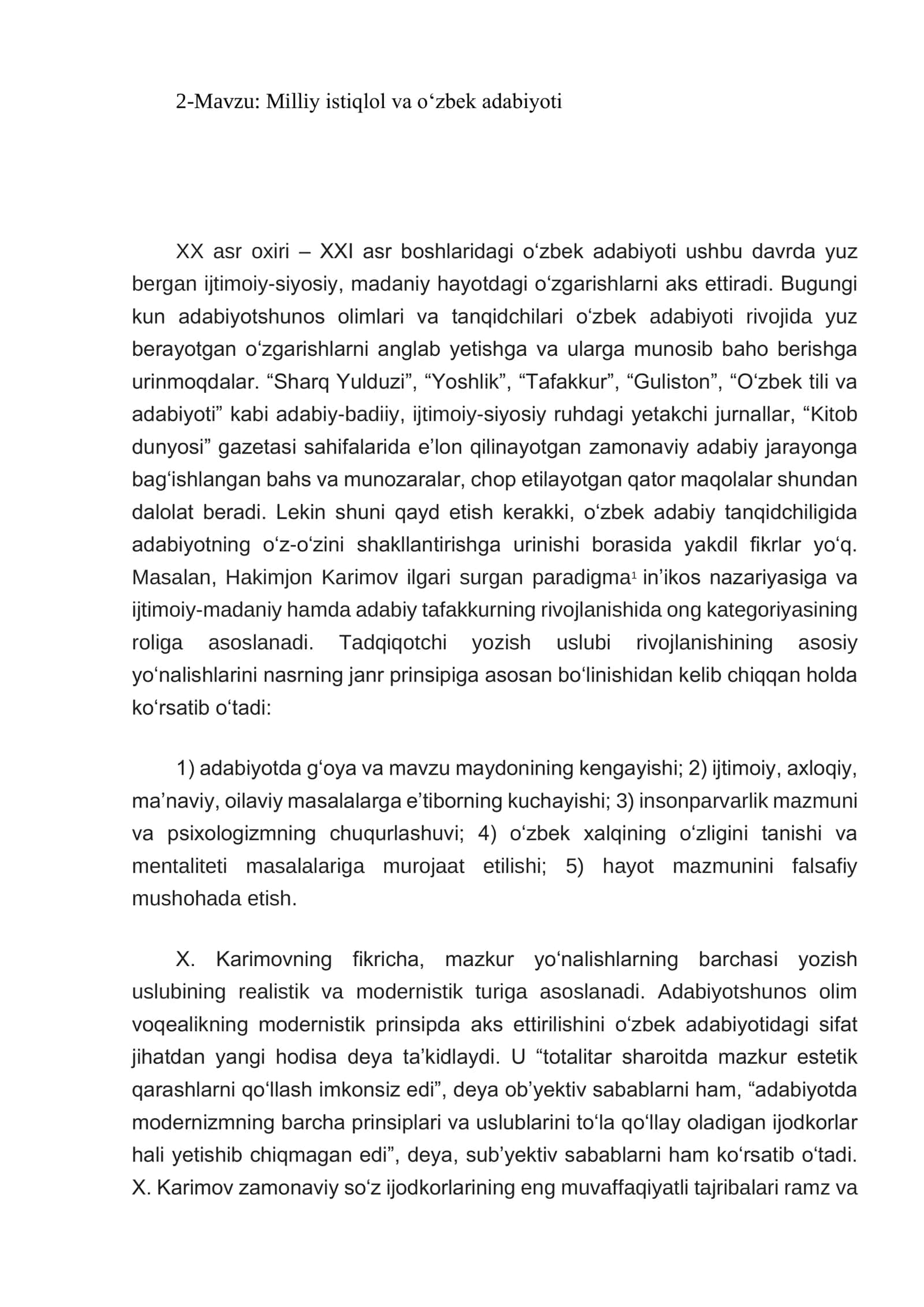 Milliy istiqlol va o‘zbek adabiyoti 1