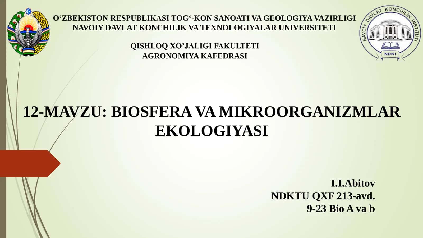 BIOSFERA VA MIKROORGANIZMLAR EKOLOGIYASI 1
