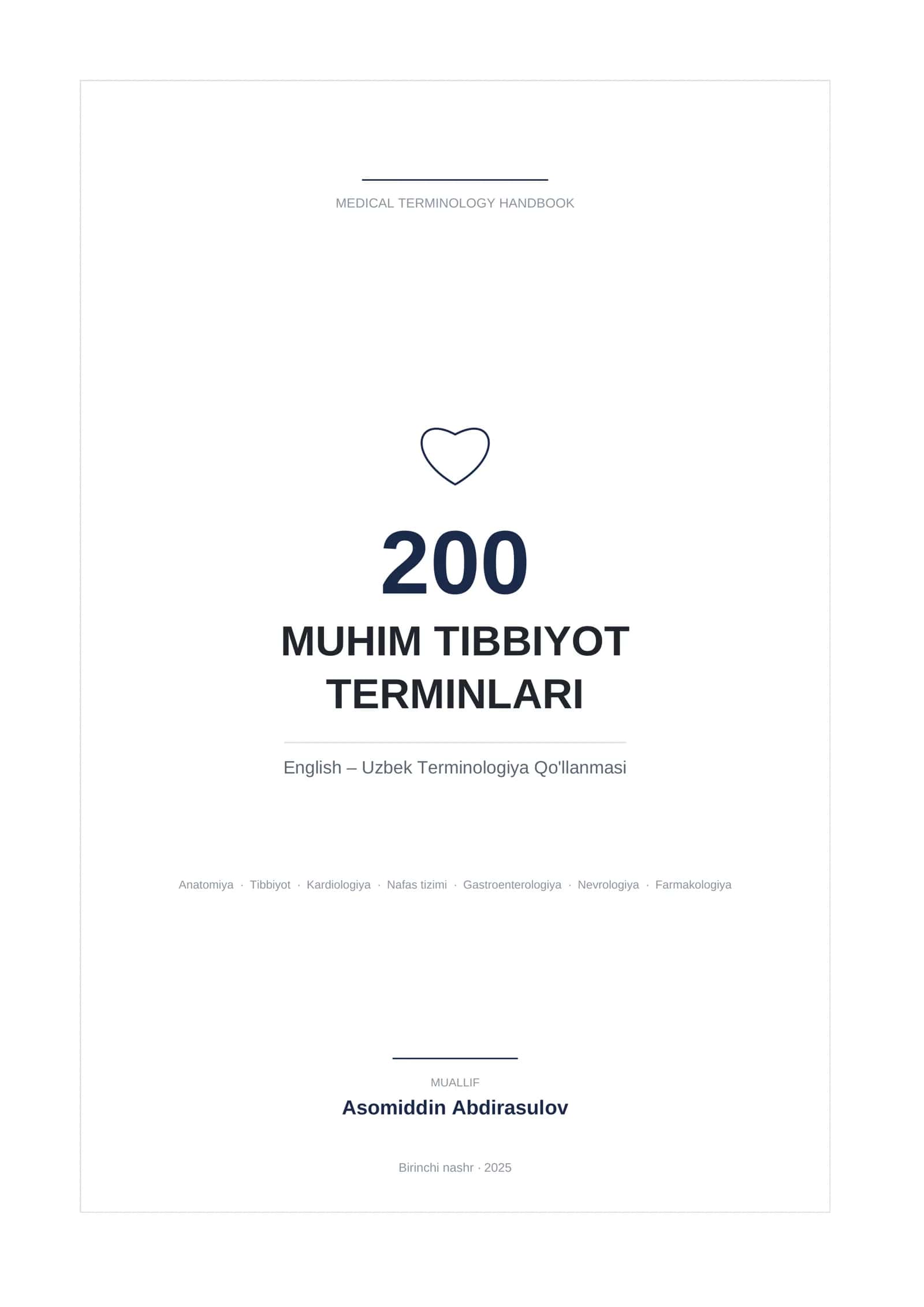 📘 200 Muhim Tibbiyot Terminlari (English–Uzbek) 1