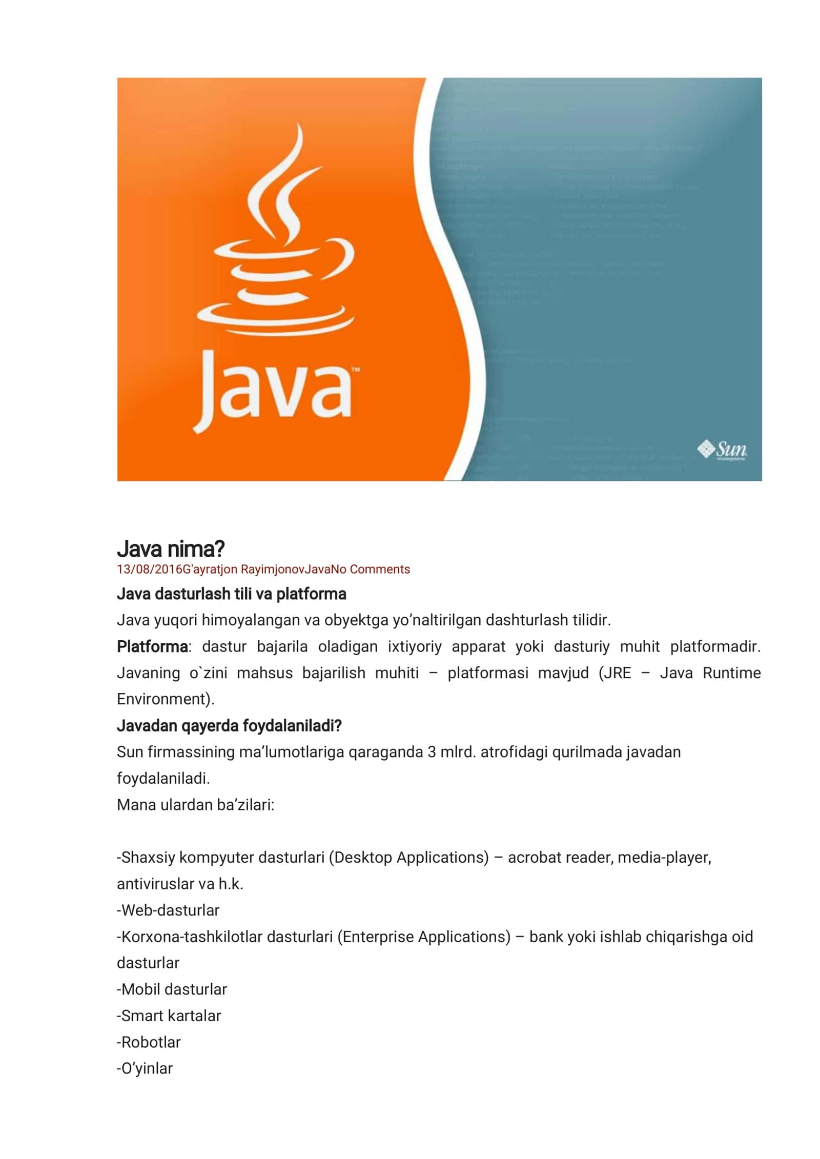 Java dasturlashtilivaplatforma 1