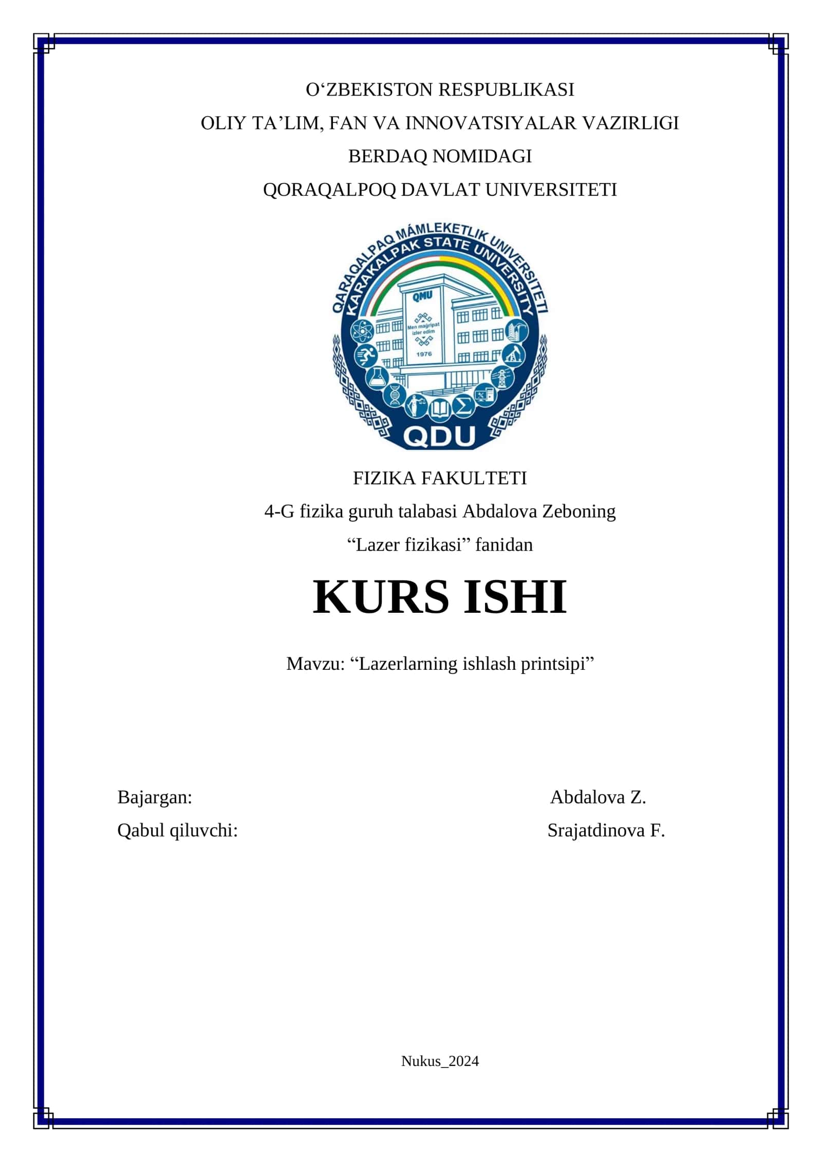Lazerlarning ishlash printsipi 1