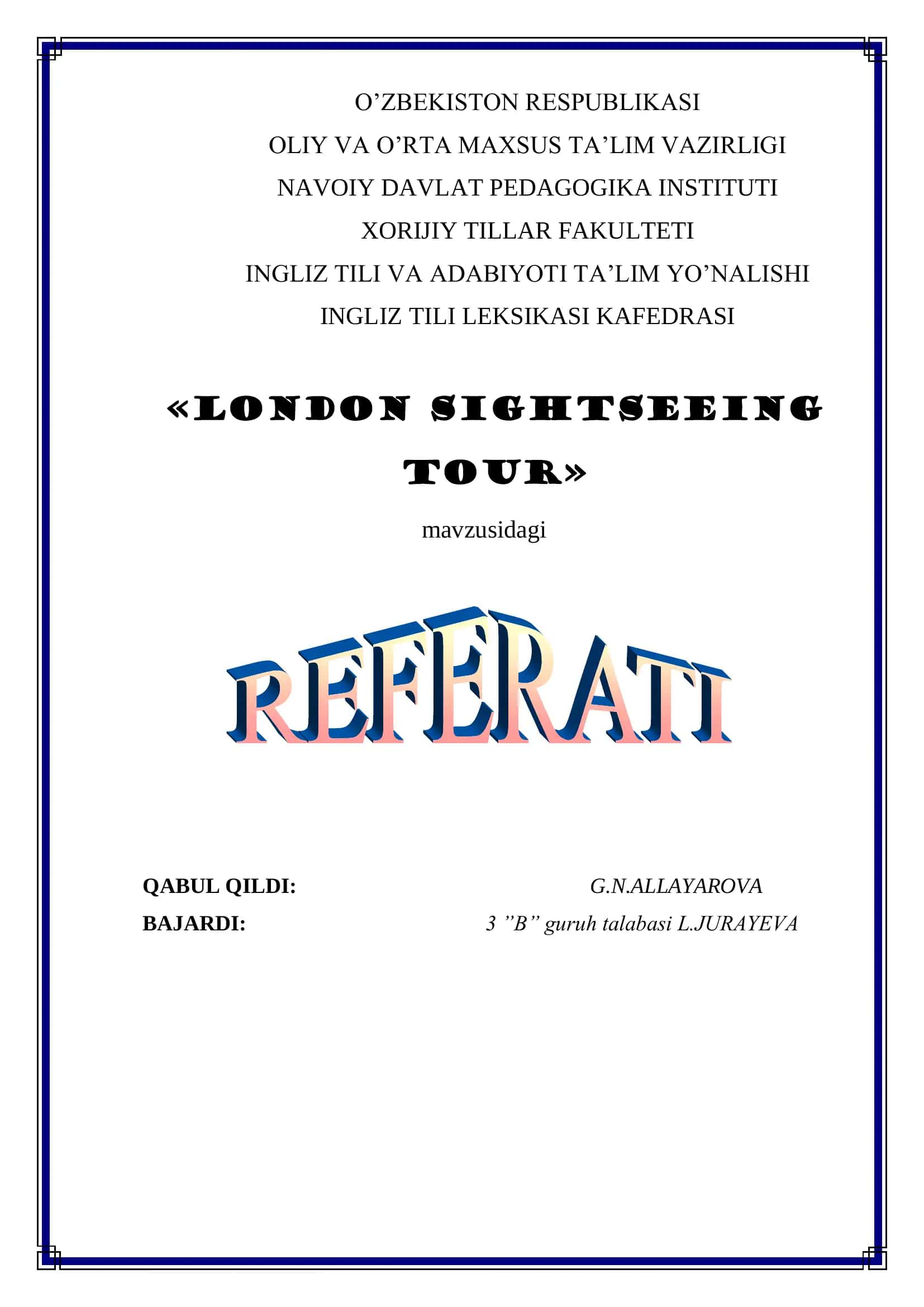 LONDON SIGHTSEEING TOUR 1