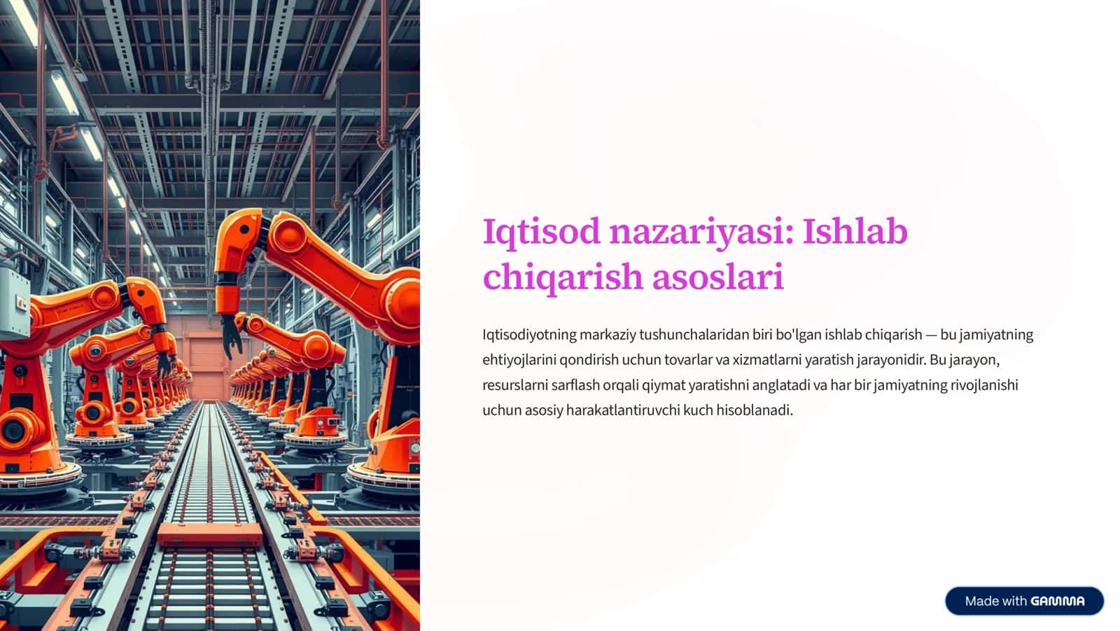 Iqtisod nazariyasi: Ishlab chiqarish asoslari 1