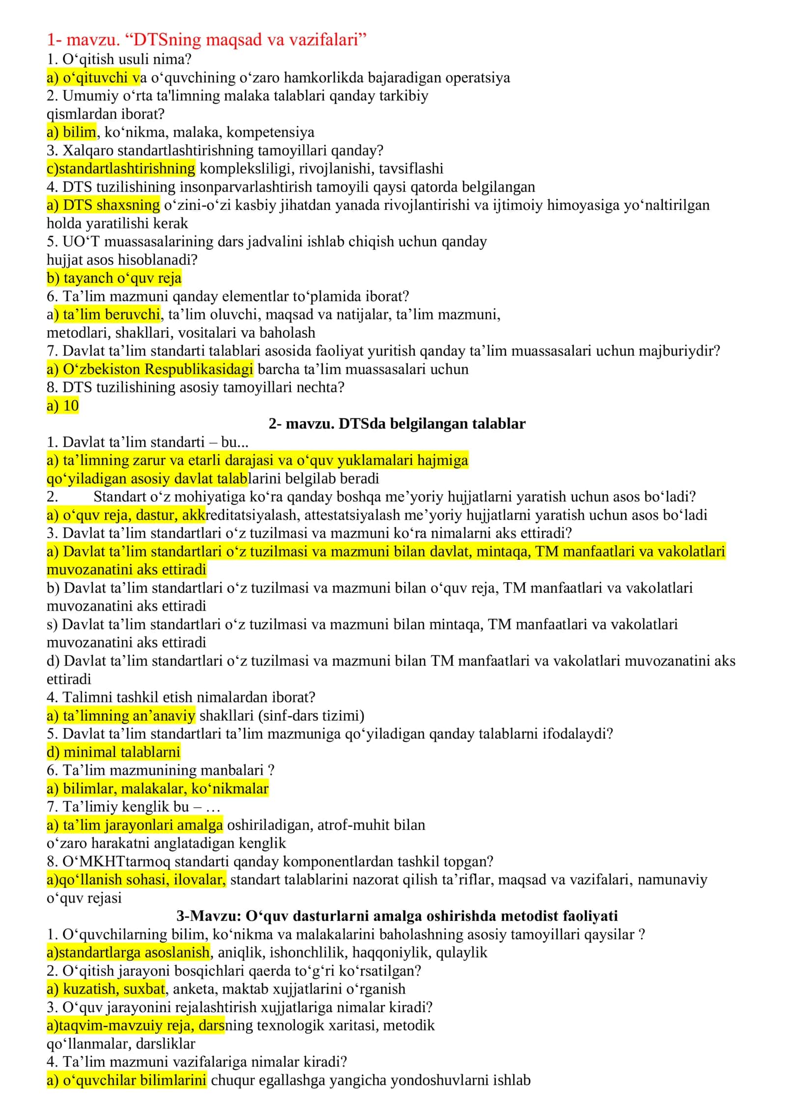 DTS pedagogik testlar 1