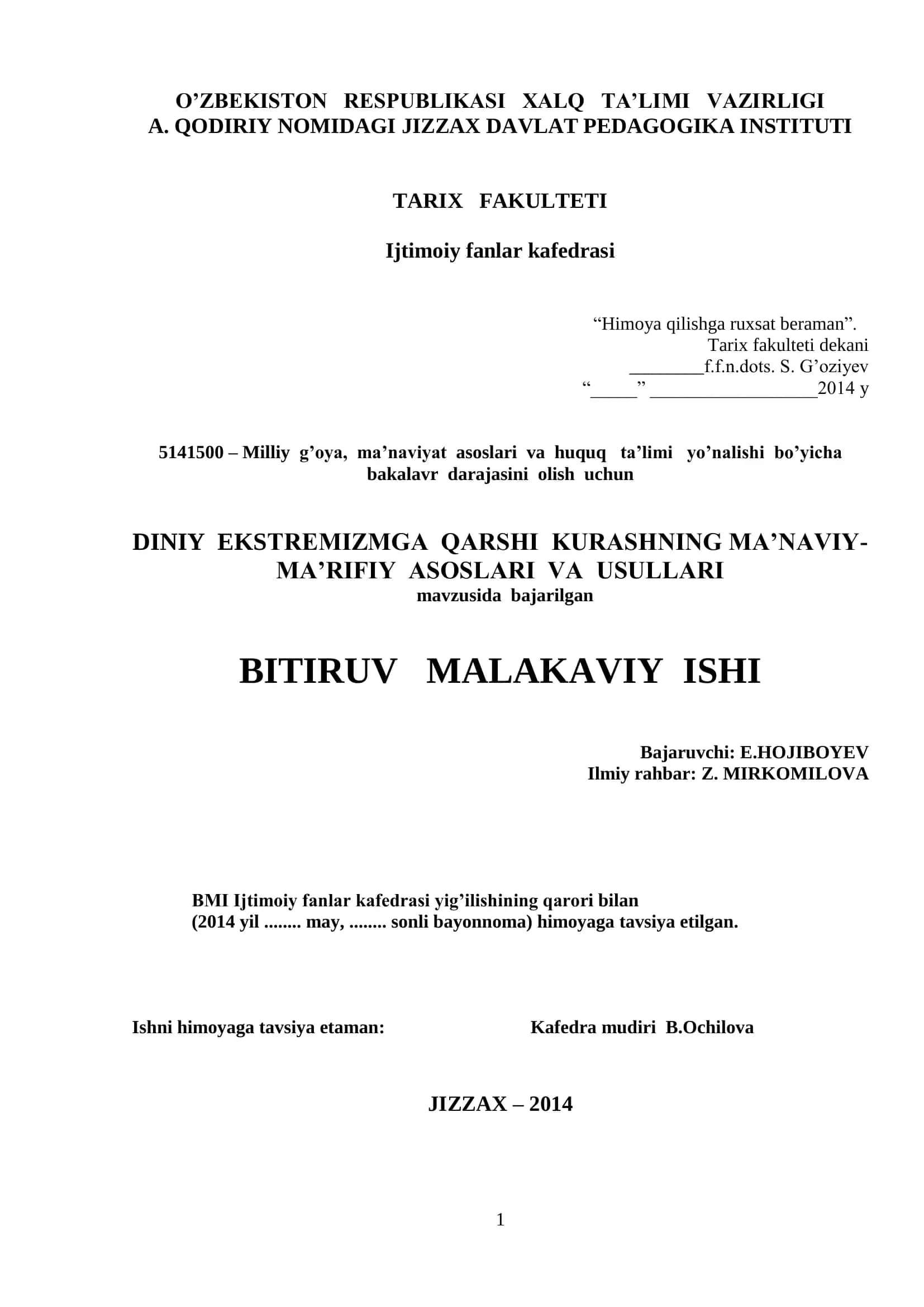 DINIY EKSTREMIZMGA QARSHI KURASHNING MA’NAVIY-MA’RIFIY ASOSLARI VA USULLARI 1
