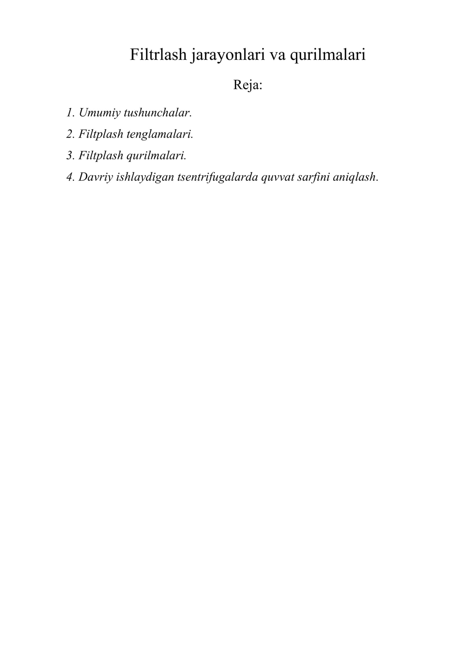 Filtrlash jarayonlari va qurilmalari 1