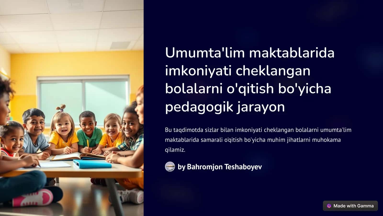 Imkoniyati cheklangan bolalarni o'qitish bo'yicha pedagogik jarayon 1