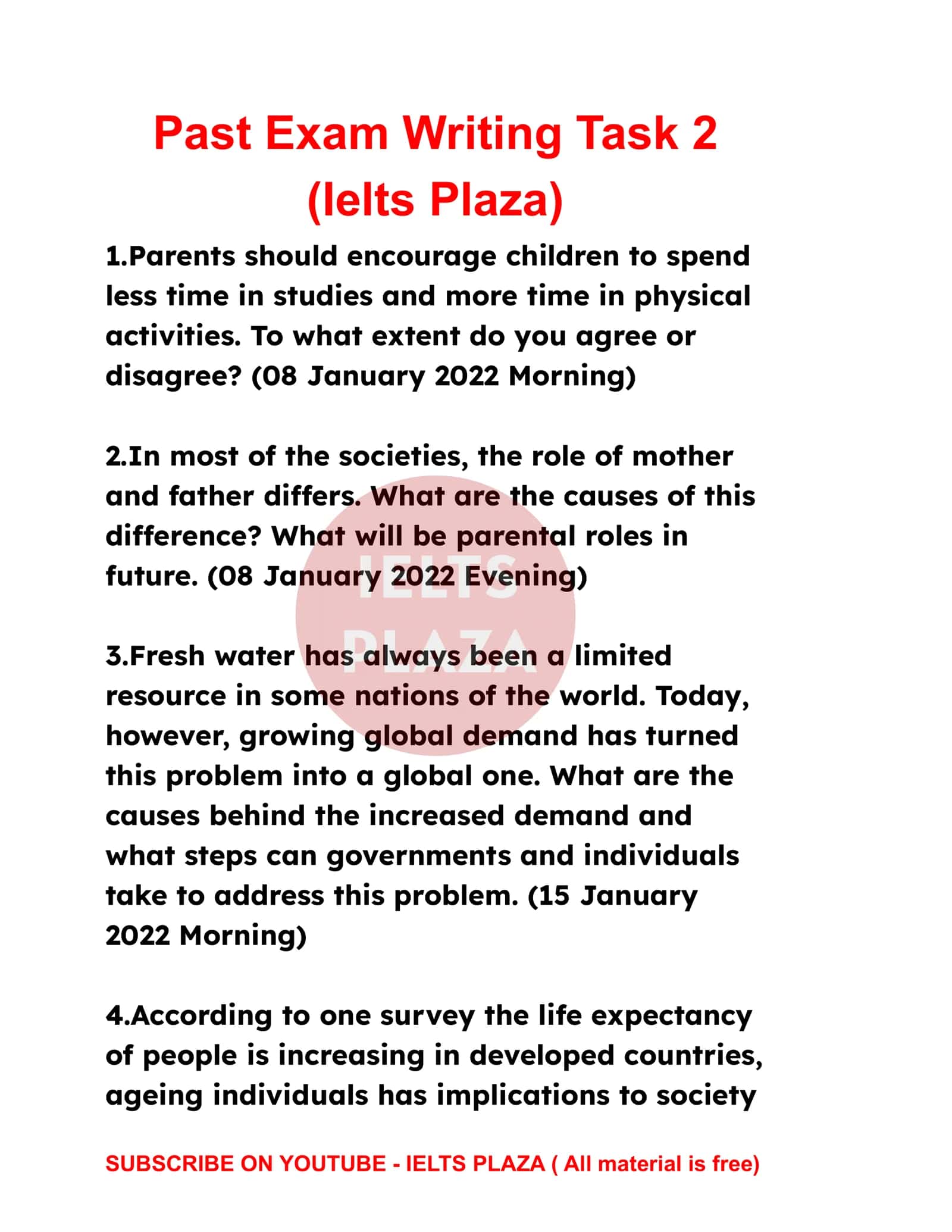 INGLIZ TILI- Past Exam Writing Task 2 - Ielts Plaza. 1