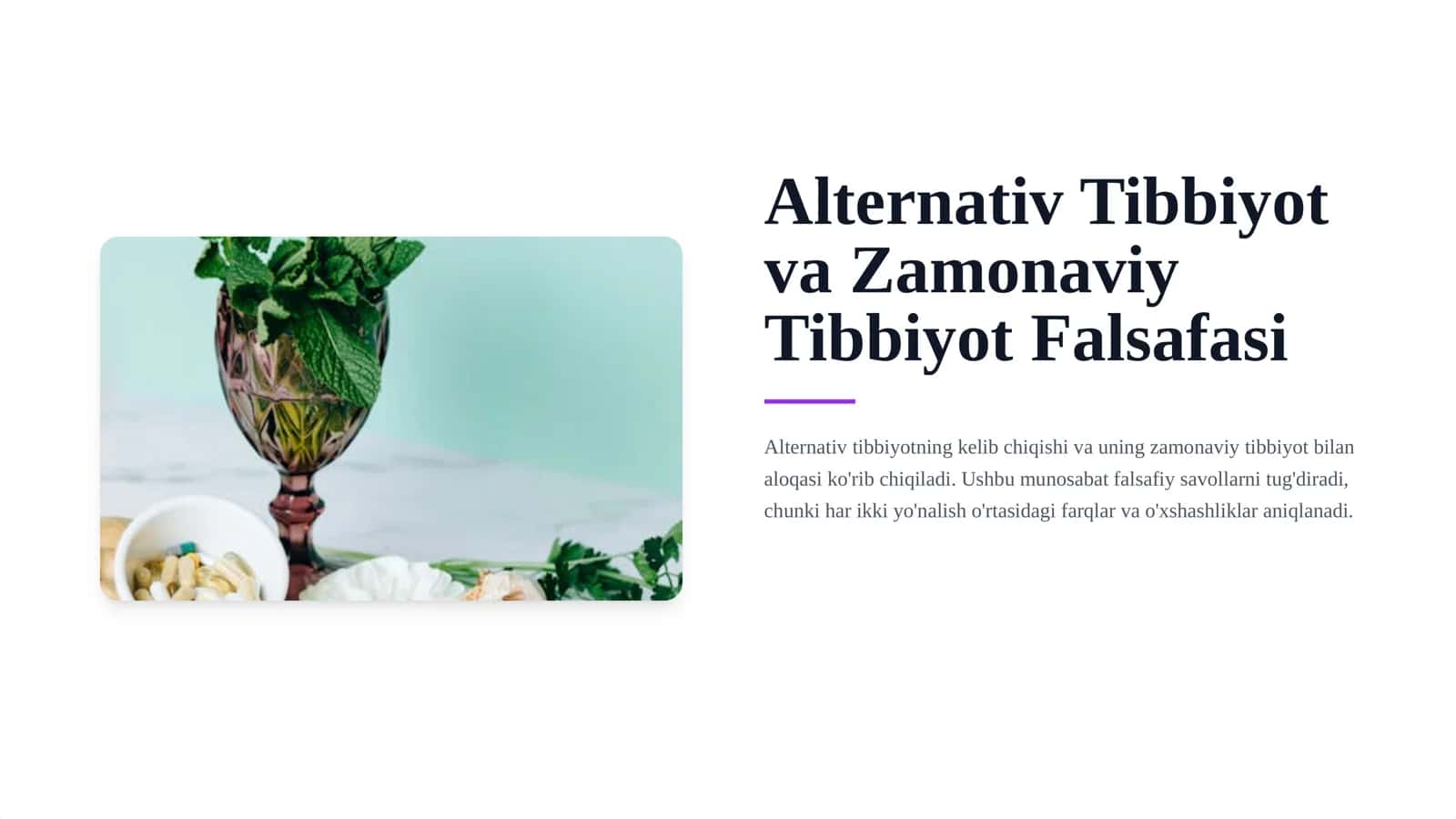 Alternativ Tibbiyot va Zamonaviy Tibbiyot Falsafasi 1