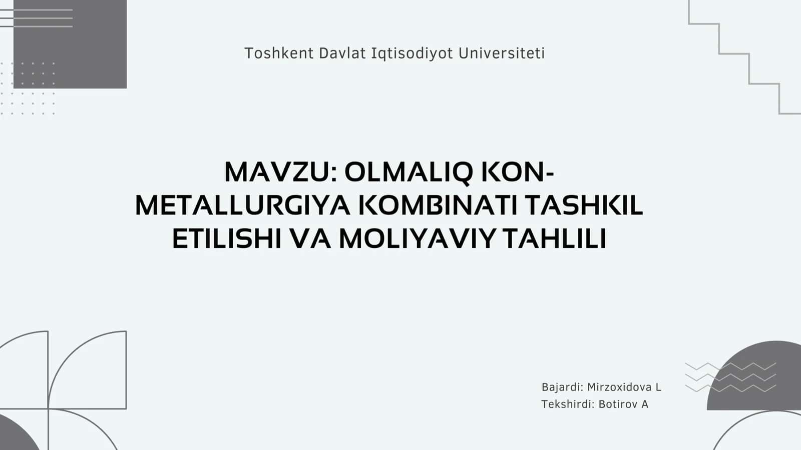 OLMALIQ KON-METALLURGIYA KOMBINATI TASHKIL ETILISHI VA MOLIYAVIY TAHLILI 1
