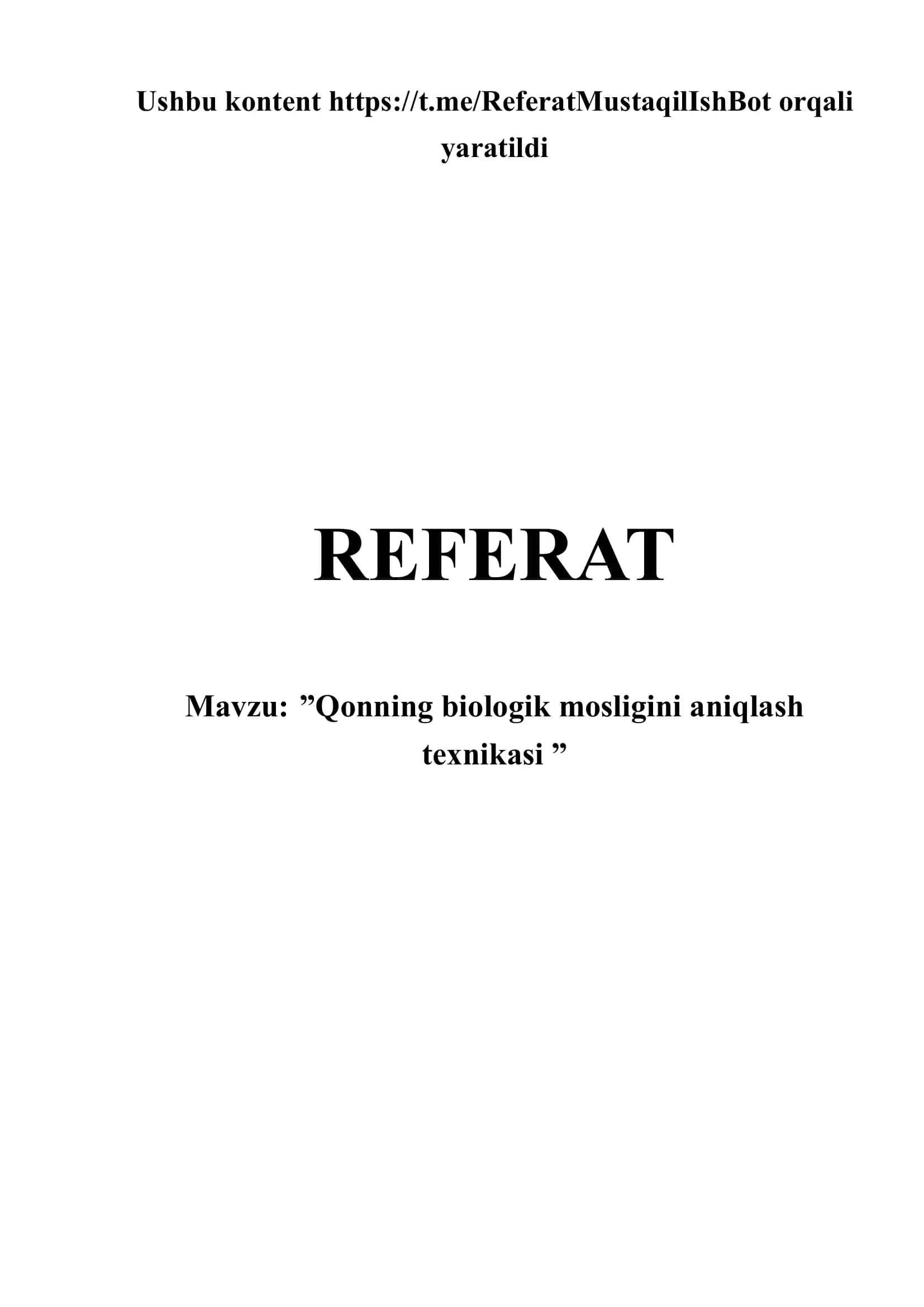 qonning biologik mosligini aniqlash texnikasi 1