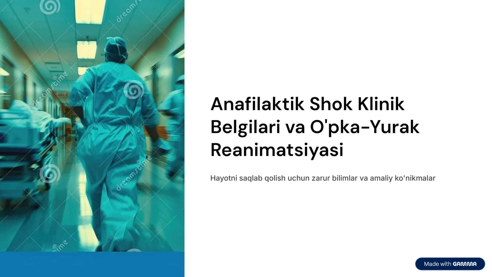 Bemоrdа аnаfilаktik shоk klinik belgilаri. O’pkа yurаk reаnimаtsiyasi. 1