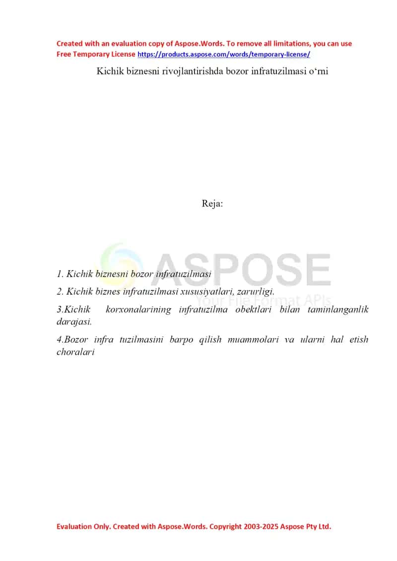 Kichik biznesni rivojlantirishda bozor infratuzilmasi o‘rni 1