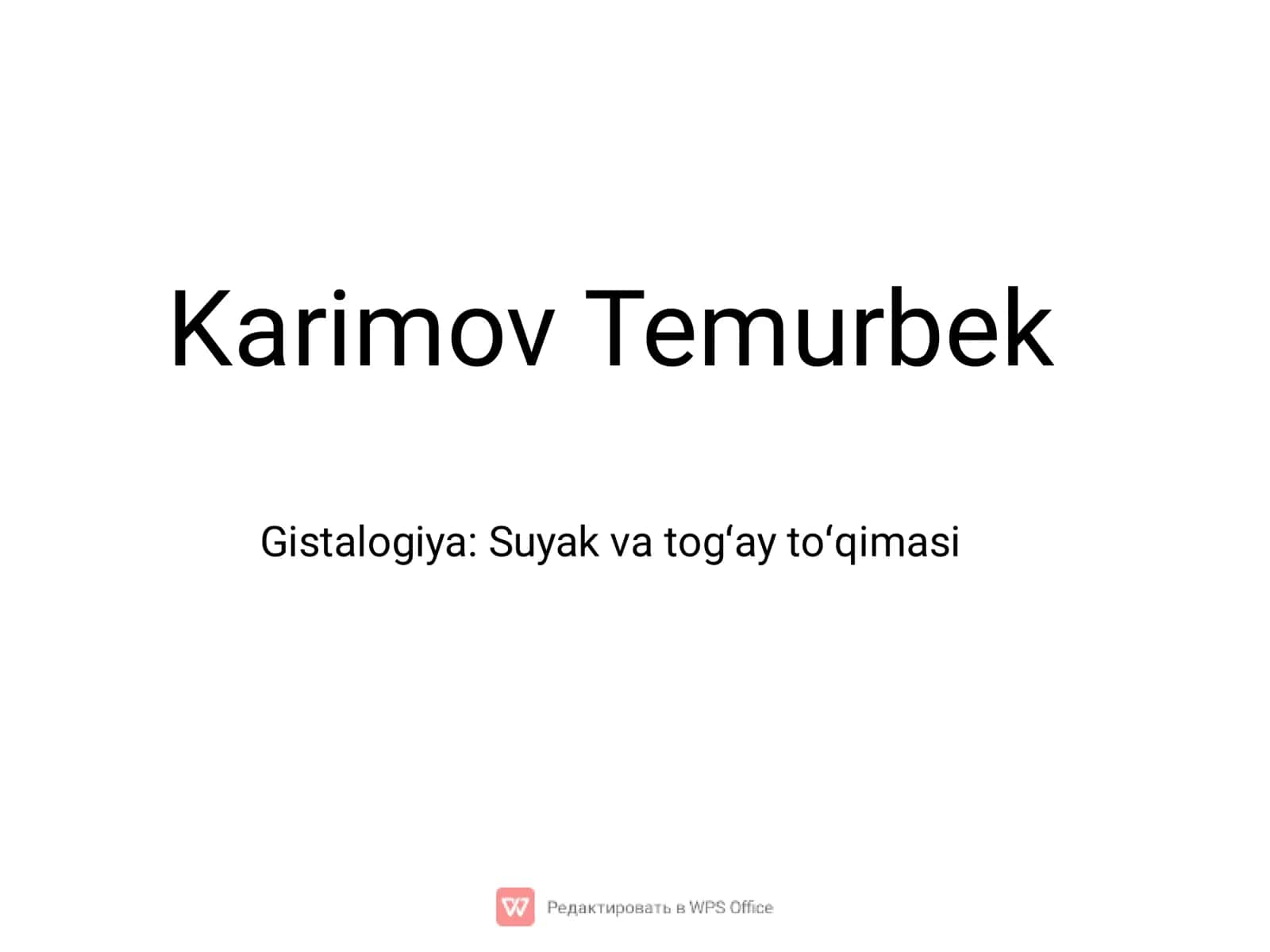 Suyak va toʻgʻay toʻqimasi 1