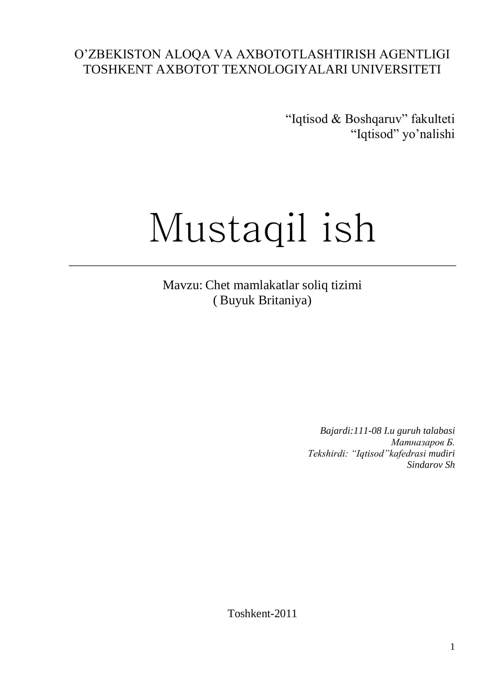 Chet mamlakatlar soliq tizimi 1