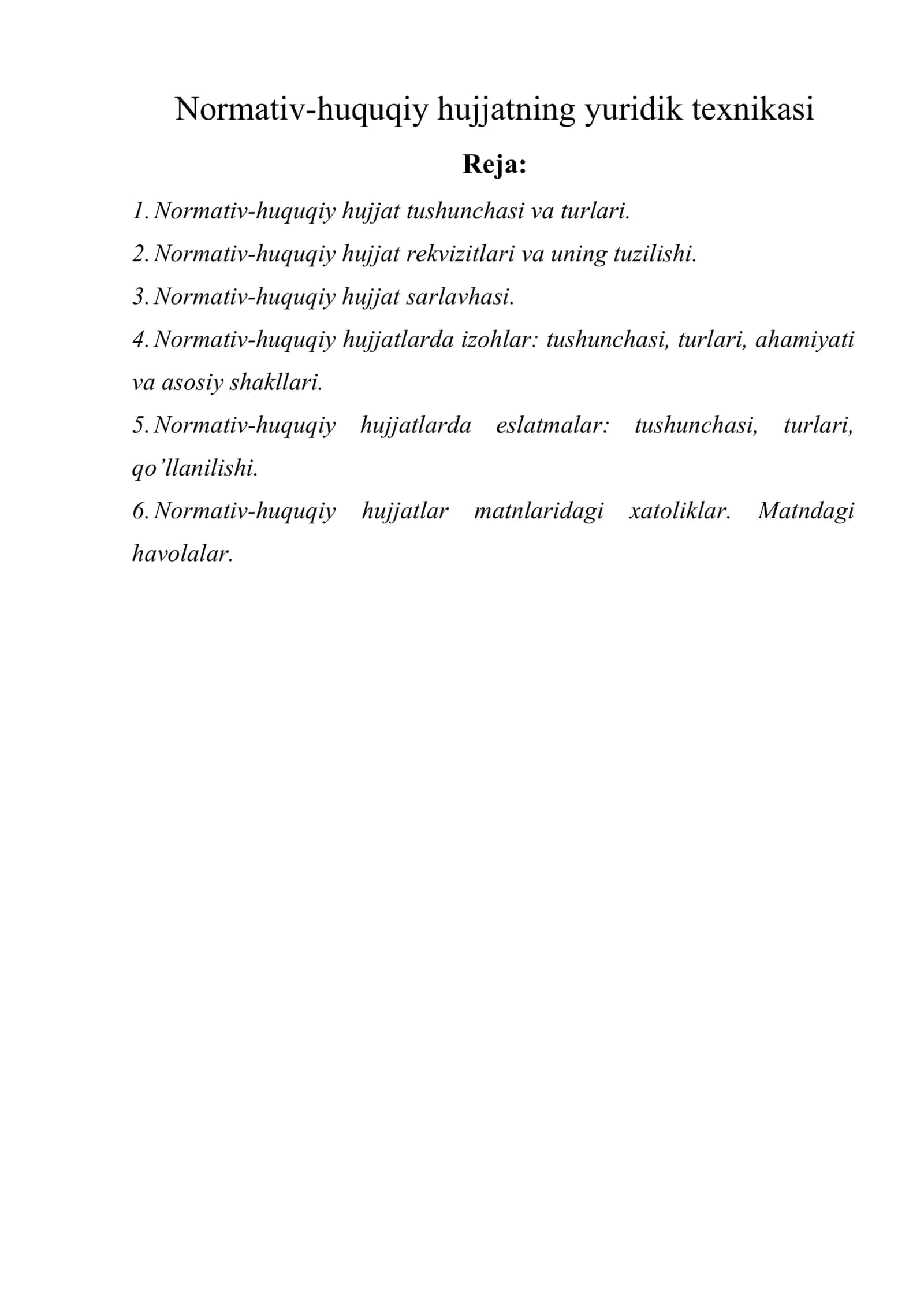 Normativ-huquqiy hujjatning yuridik texnikasi 1