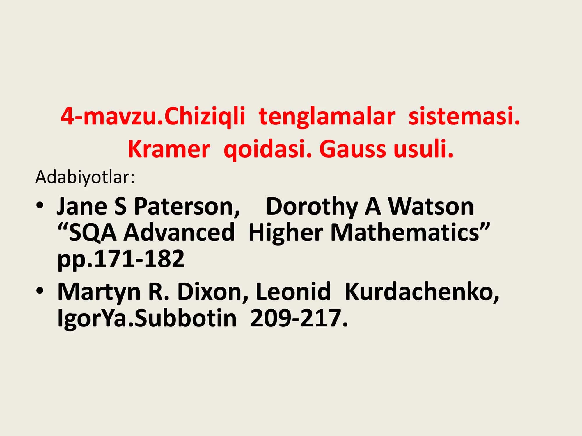 4-mavzu.Сhiziqli tеnglamalar sistеmasi 1