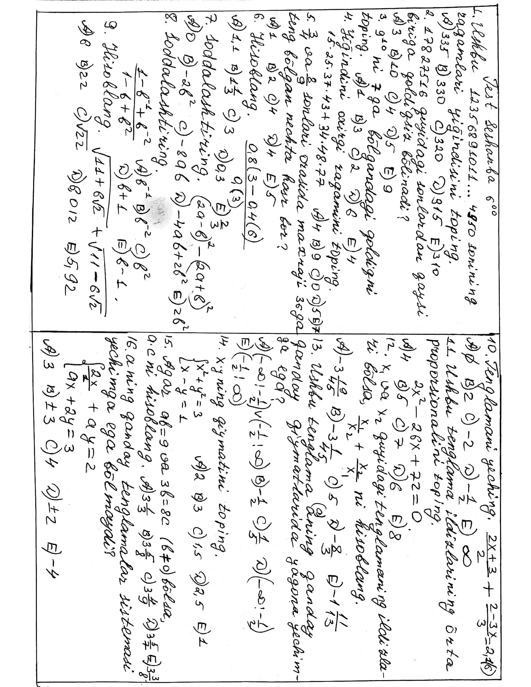 matematika test 1